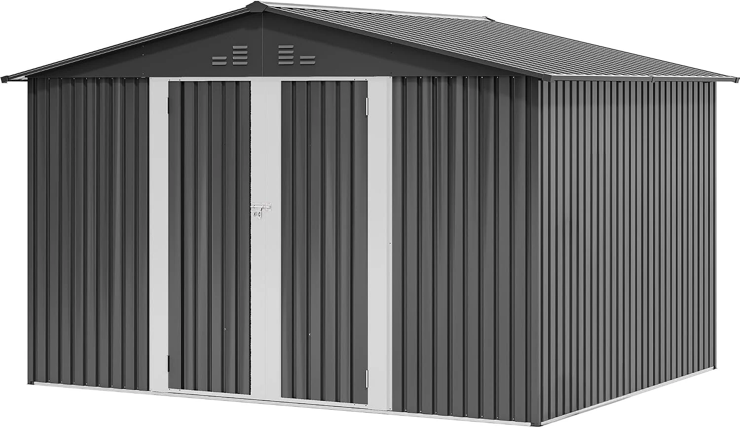 Gerätehaus YITAHOME, 279x224.5x193.5 cm, 4 L, Dunkelgrau, Stahl Garten 10x8FT Robustes Metall Gartenhaus, -Weiß