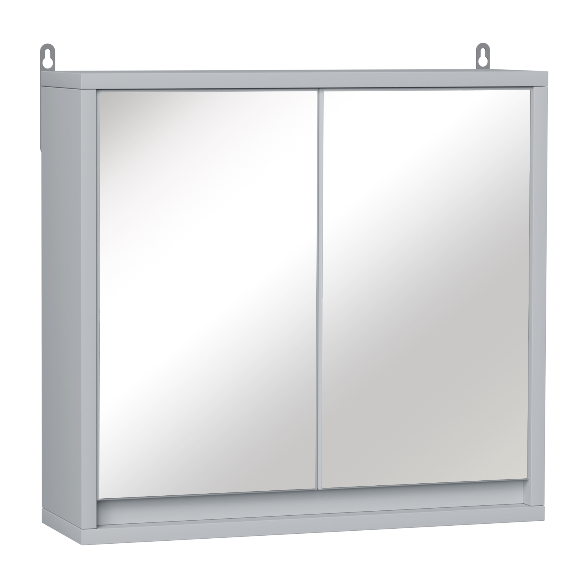 HOMCOM Spiegelschrank mit 2 Spiegeltüren 48 cm x 14,5 cm x 45 cm Grau