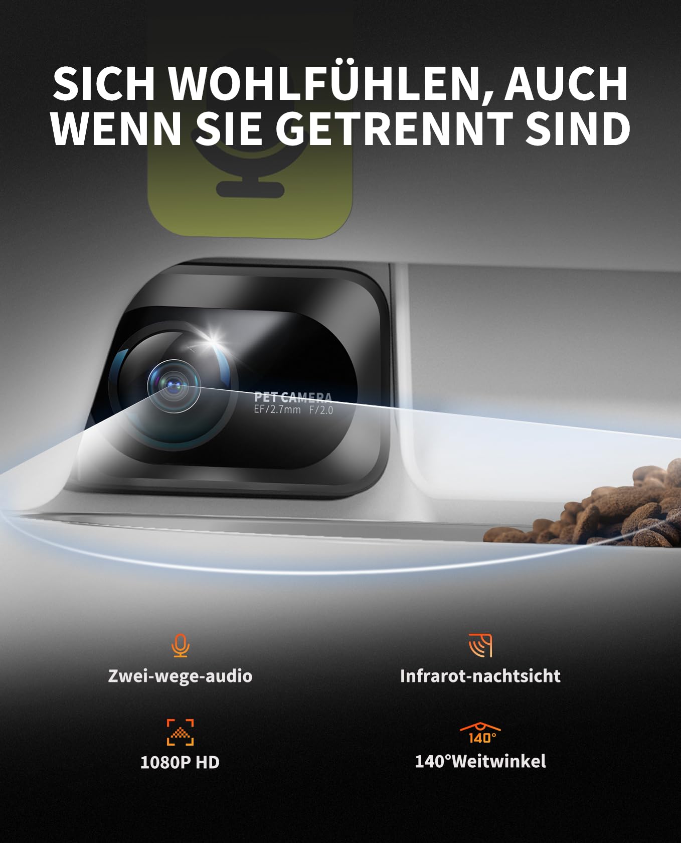 PETKIT Futterautomat für Katze und Hund mit Kamera 2 Näpfe 5L KI 1 bis 10 Mahlzeiten am Tag 1 bis 30 Portionen