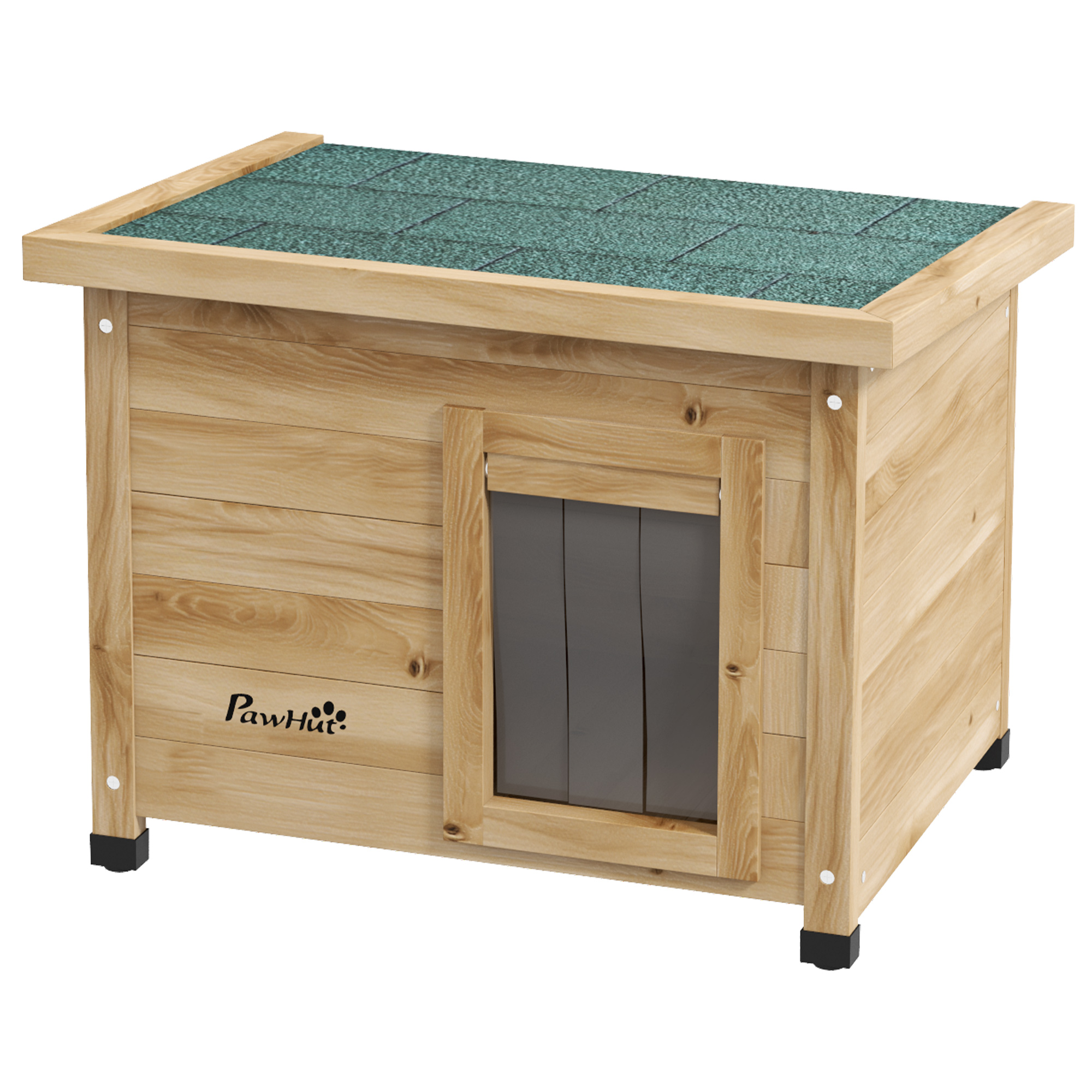 PawHut Katzenhaus Katzenhütte Katzenhöhle, wetterbeständig, Katze 6 kg, 57 cm x 45 cm x 43 cm, Natur
