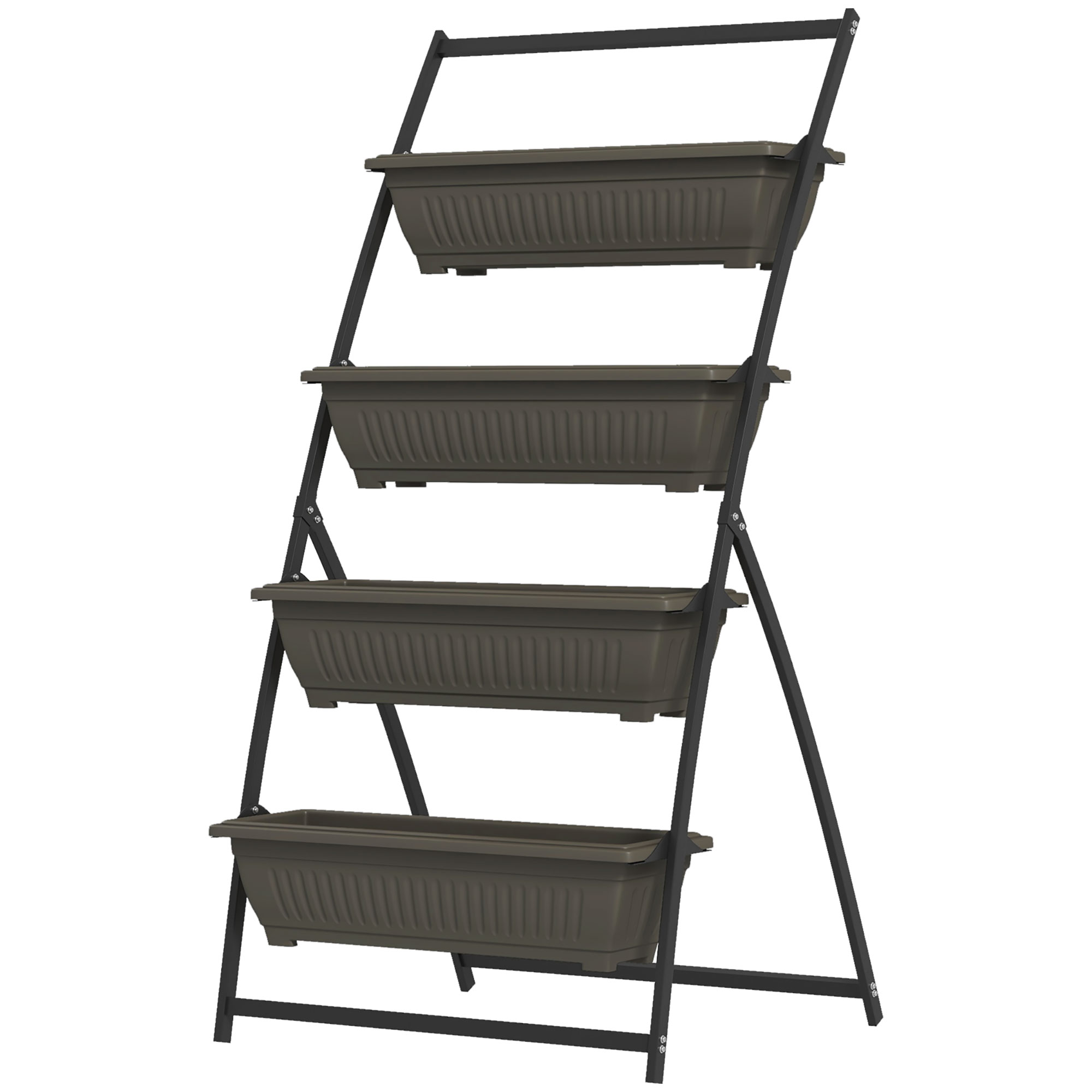 Outsunny Pflanzentreppe Blumentreppe Pflanzenregal, stapelbar, wetterbeständig, 76 cm x 79 cm x 162 cm, Braun