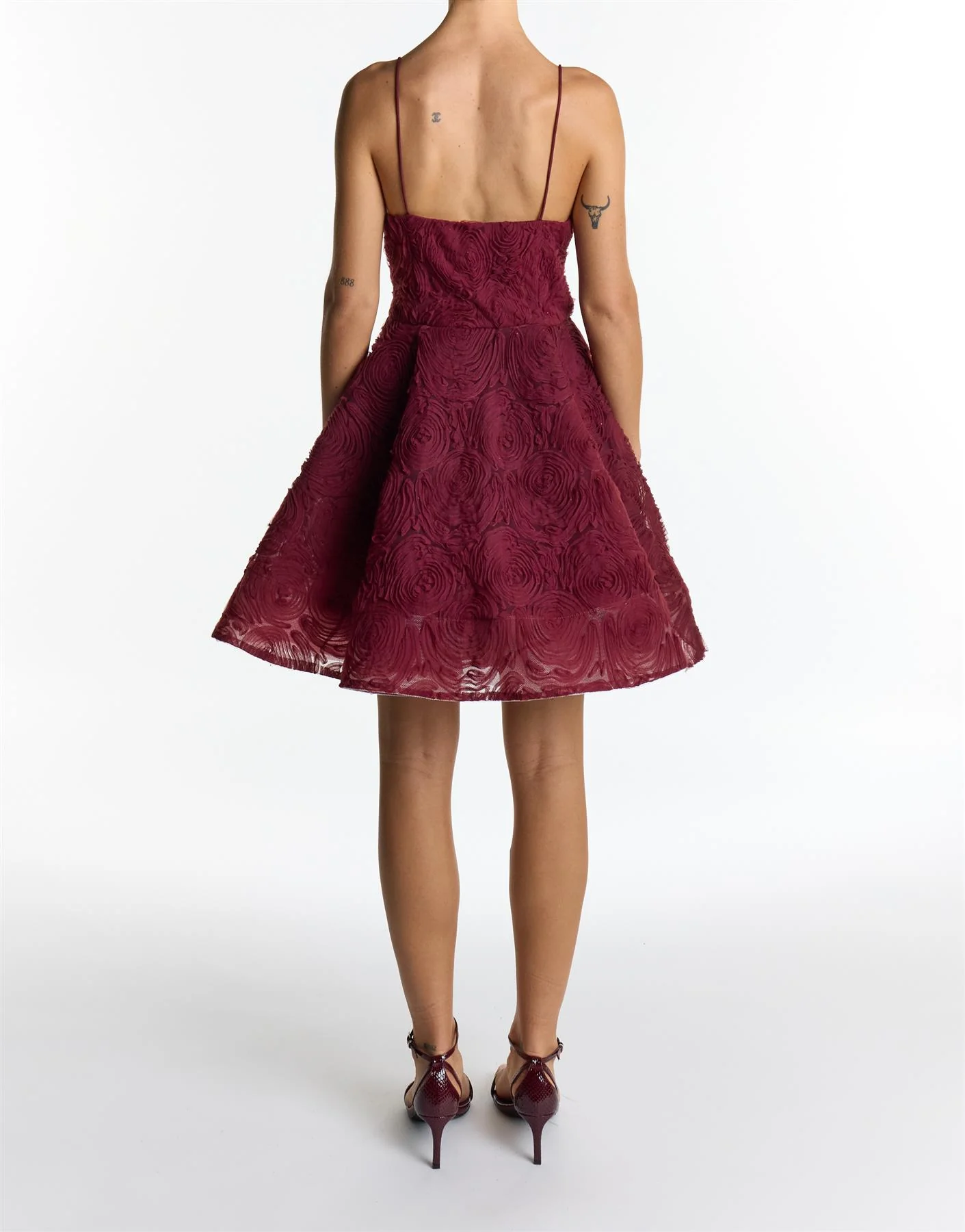Zoya Burgundy Sculpted Mini Dress