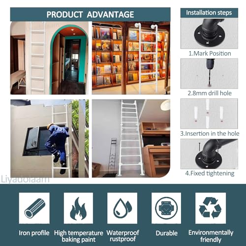 MKLSRWOING Scala Dritta per finestre a 5 10 pioli, Altezza 4 Piedi, 5 Piedi, 6 Piedi, 7 Piedi, 8 Piedi, Scala di Uscita d'ingresso, Scala antincendio in Ferro battuto per impieghi gravosi o s : Amazon.it: Fai da te