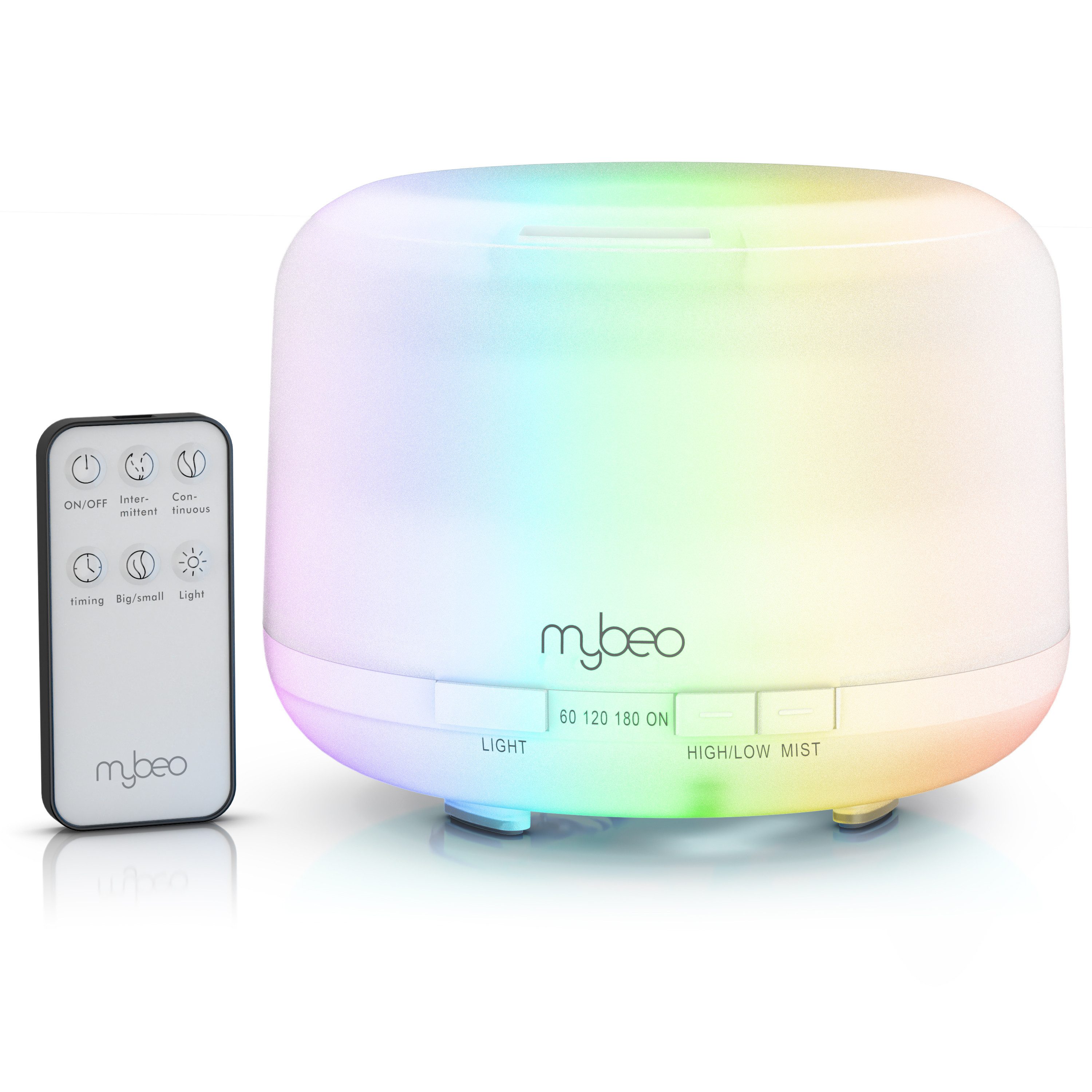 Luftbefeuchter Aroma Diffuser 0,5 L mit Stimmungslicht in 7 Farben, 2 Nebelstufen