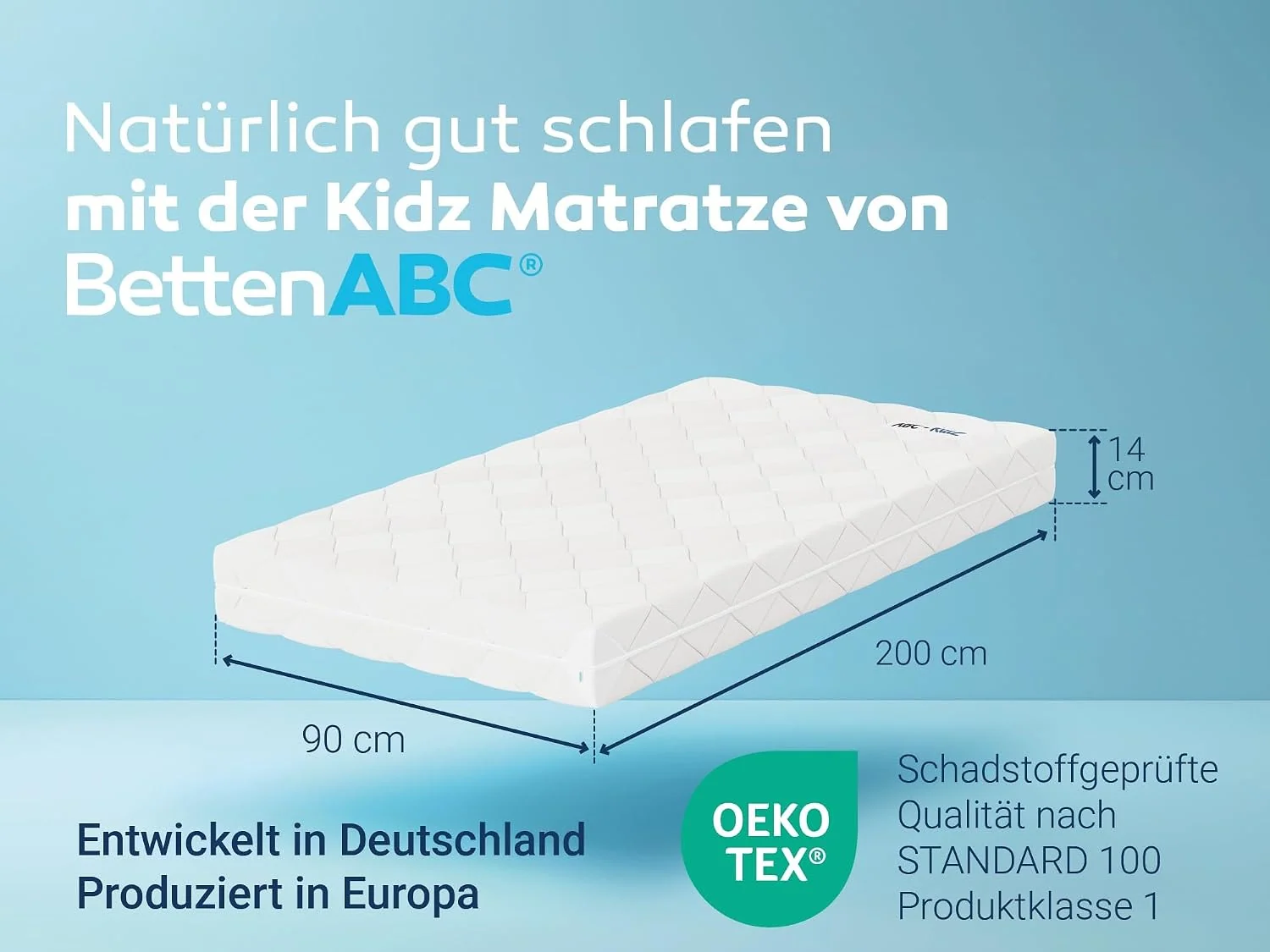 BettenABC Kinder- und Jugendmatratze aus Kaltschaum mit abnehmbarem Bezug