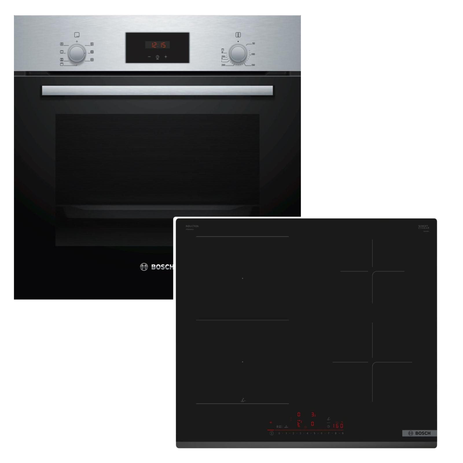 Backofen-Set Heißluft 66L EcoClean Induktionskochfeld CombiZone PowerBoost