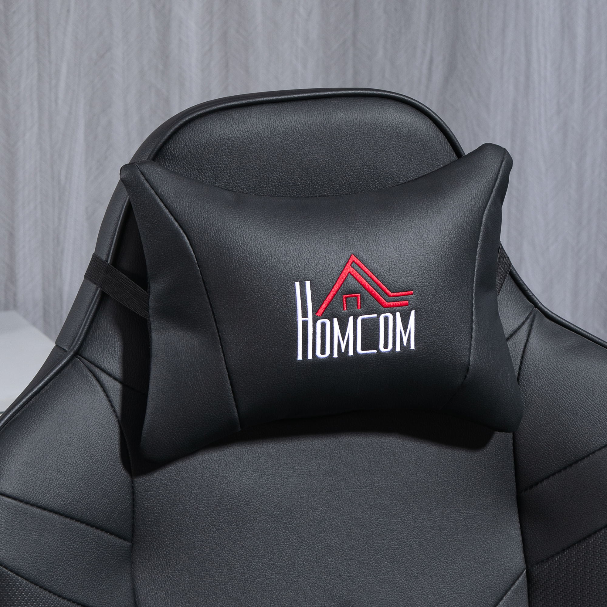Gamingstoel, Massagefunctie, Kantelbare Rugleuning, Voetensteun, tot 120 kg, Stalen Frame, Kunstleer, Zwart