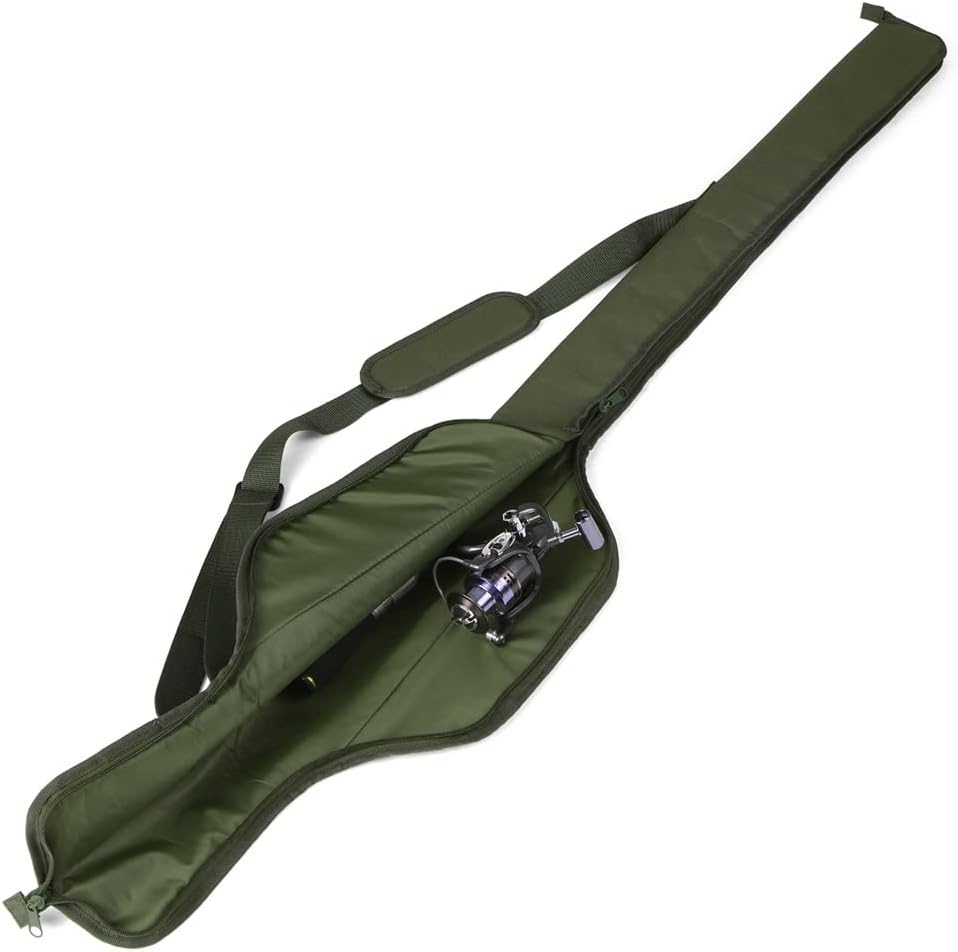 Angelruten-Tasche, 55 Zoll, zusammenklappbar, für Karpfen, tragbare Tasche, Angelruten-Gerät, Schutzhülle, Aufbewahrungstaschen (grün, 135 cm)