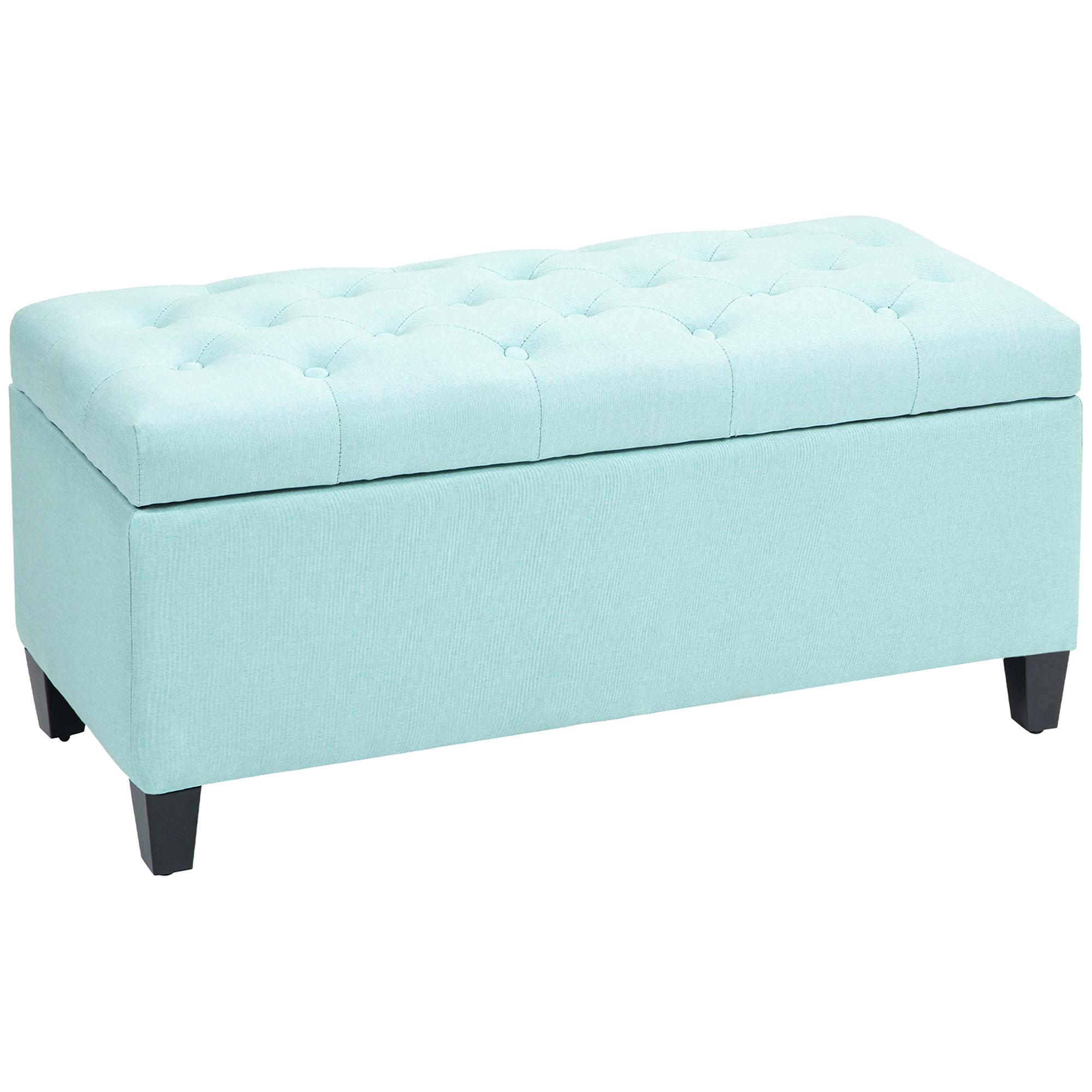 HOMCOM Sitzbank, Polsterbank mit Stauraum, leinenartiges Polyester, Kautschukholz, 100 x 40 x 44 cm, Grün