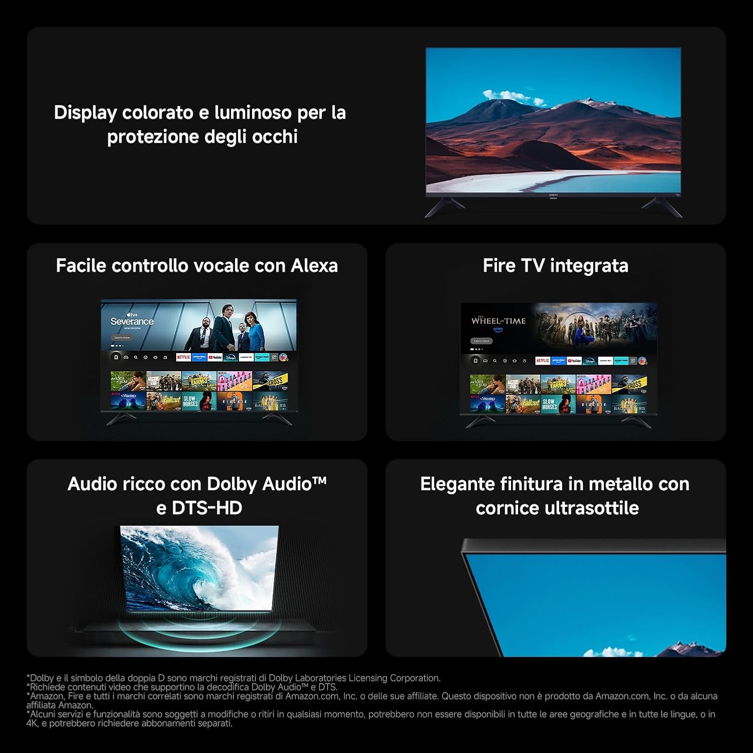 XIAOMI TV F Pro 32, 32 pollici (81 cm), QLED, Smart TV, Fire TV, Triple Tuner DVB-C/S/S2/T/T2,Dolby Audio, DTS Virtual:X, DTS-HD, Controllo Vocale Alexa, Compatibile con Apple AirPlay