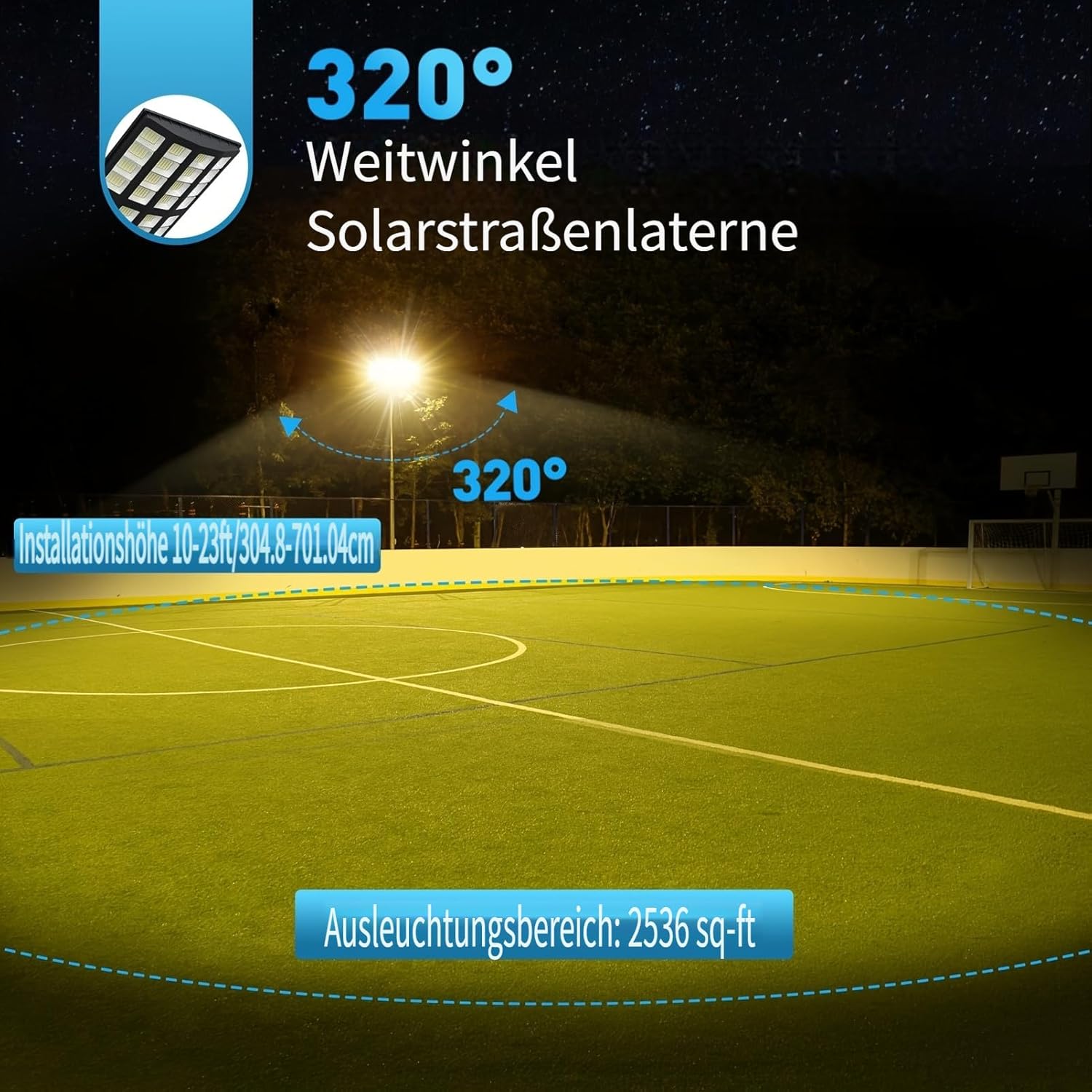 6000W Solarstrahler für außen mit Bewegungsmelder, 7000K Solar Wegeleuchte, IP66 Wasserdichte LED Solarlampen Strassenlaternen mit Fernbedienung für Hof Garten Parkplatz Straßen