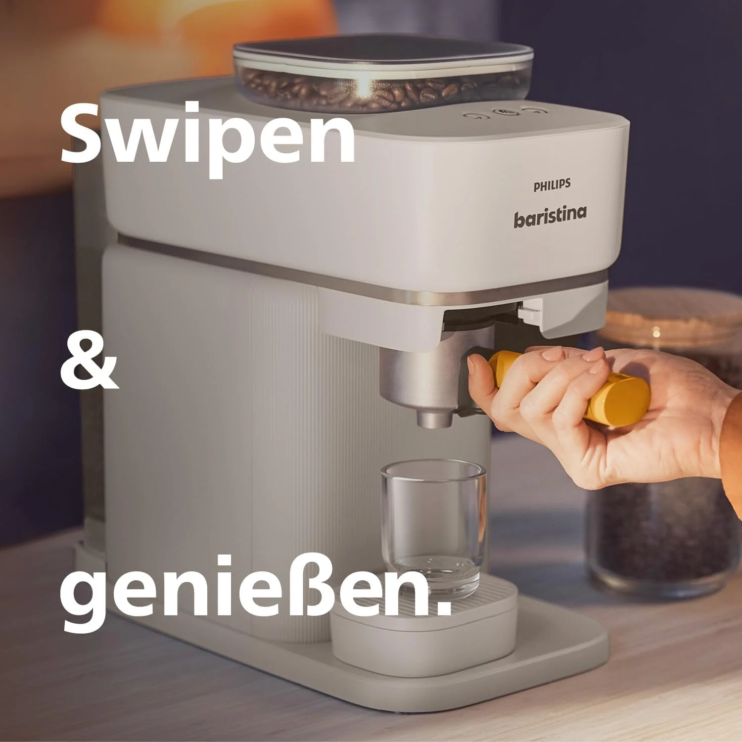 Philips Baristina Espressomaschine - Real Espresso- made simple. Kompakte Kaffeemaschine- Naturwei? mit wei?em Siebtr?ger- 16-bar-Pumpendruck- automatisches Mahlwerk- Cafe Crema (BAR300/00)