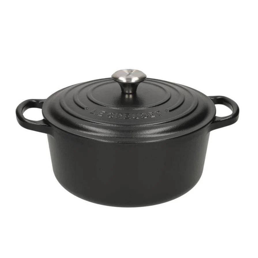 2025 Le Creuset - Cazuela / sartén para asar Signature redonda Negro Mate 18 cm 1,8 l (interior negro)