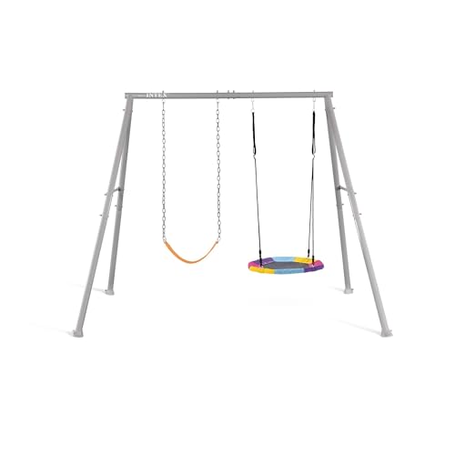 Intex 44126 Altalena da Giardino per Bambini con Seggiolino e Dondolo Nido, Acciaio, Grigio, 254x235x200 cm : Casa e cucina