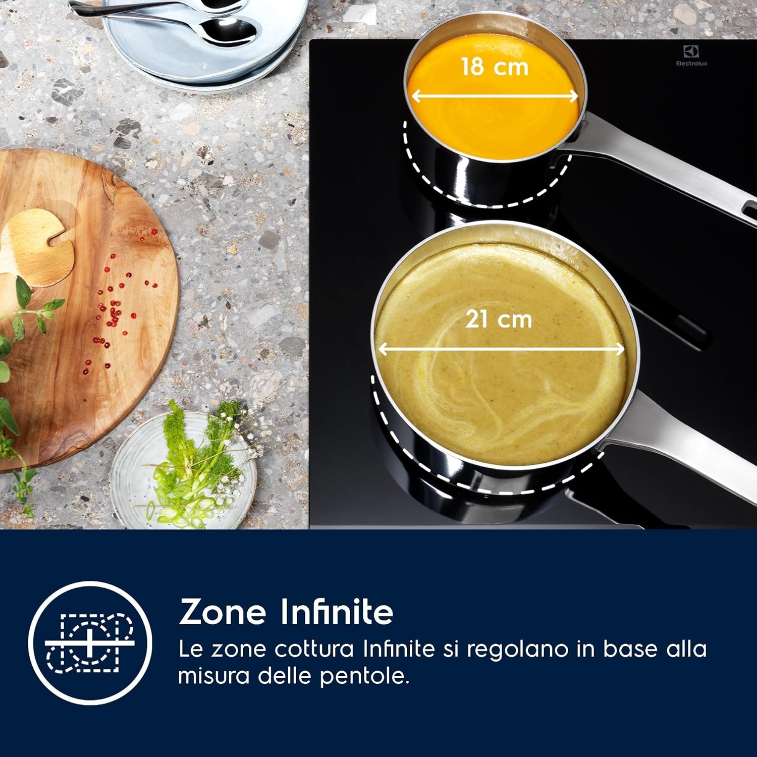 Electrolux Serie 600 Piano Cottura a Induzione 4 Fuochi da Incasso, LIL83443 Bridge 80 cm, Tecnologia Hob2Hood® e Zone Cottura Flessibili, 780x520 mm, Nero