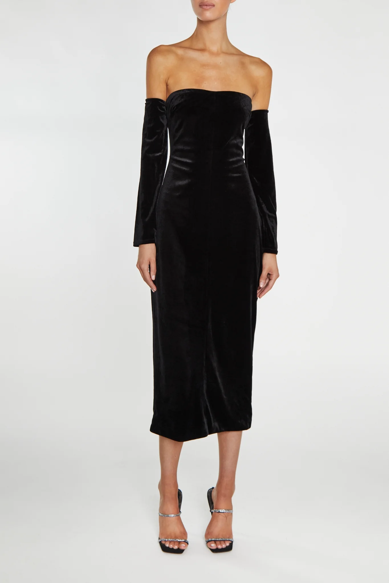 Zoe Black Bardot Fitted Midi Dress