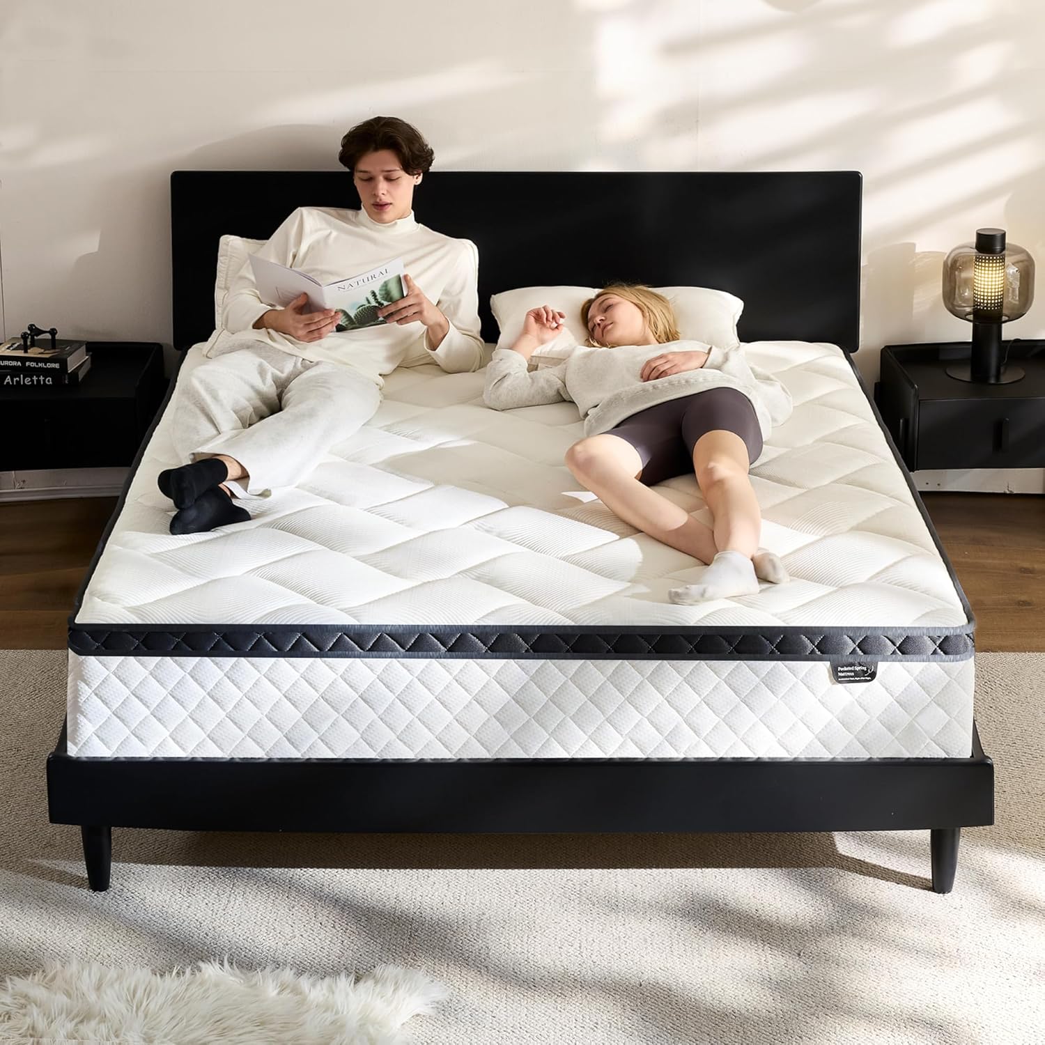 King Size Mattress in a Box, 12 Inch Hybrid Mattress with Individual Pocket Spring & Memory Foam, Soft, Motion Isolation, Medium Firm Comfort for Pressure Relief, CertiPUR-US Certified