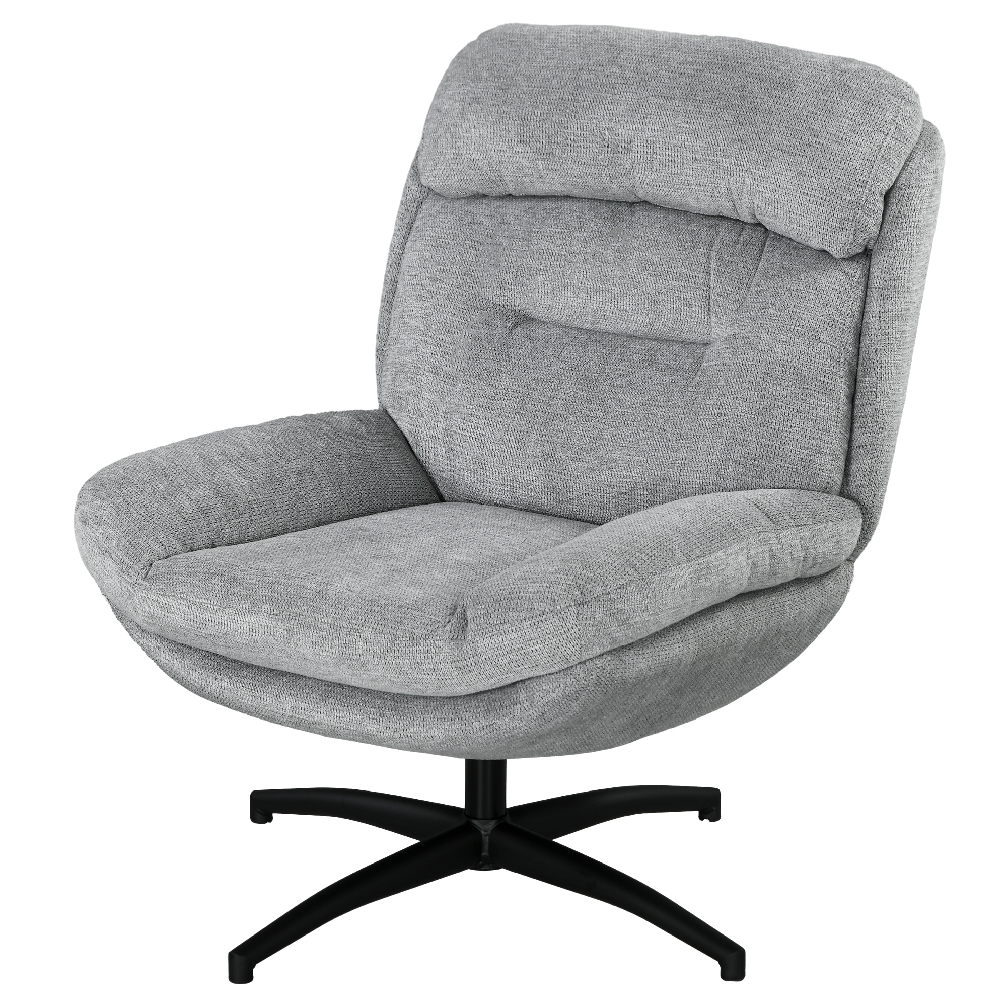 HOMCOM Drehsessel, 360-Grad-Drehung, Chenille-Stoff, integrierte Armlehnen, Stahlbeine, Grau, Schwarz