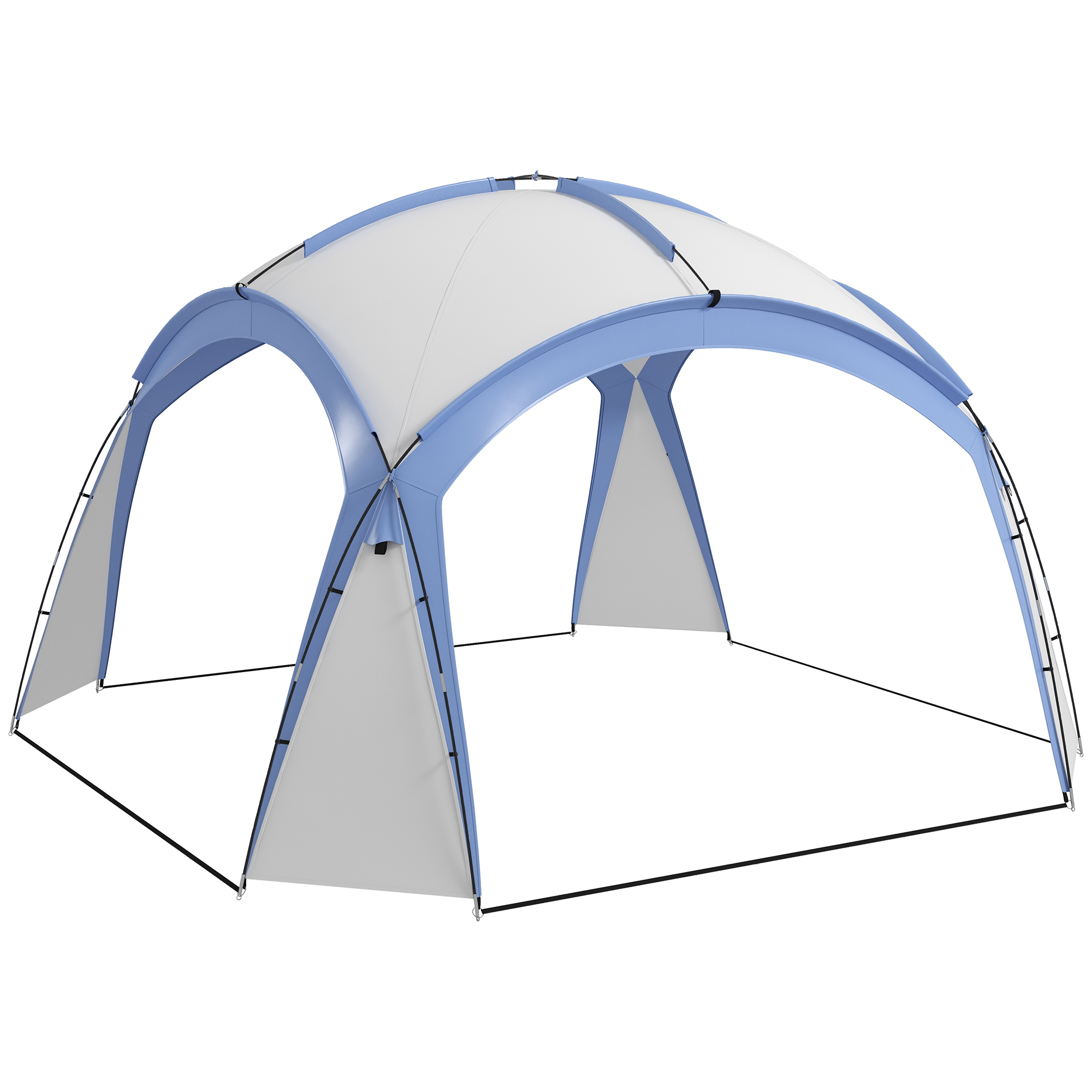 Outsunny Event Shelter 3,5 x 3,5m Pavillon mit Haken Tür Wasserabweisend winterfest Gartenpavillon Hellblau