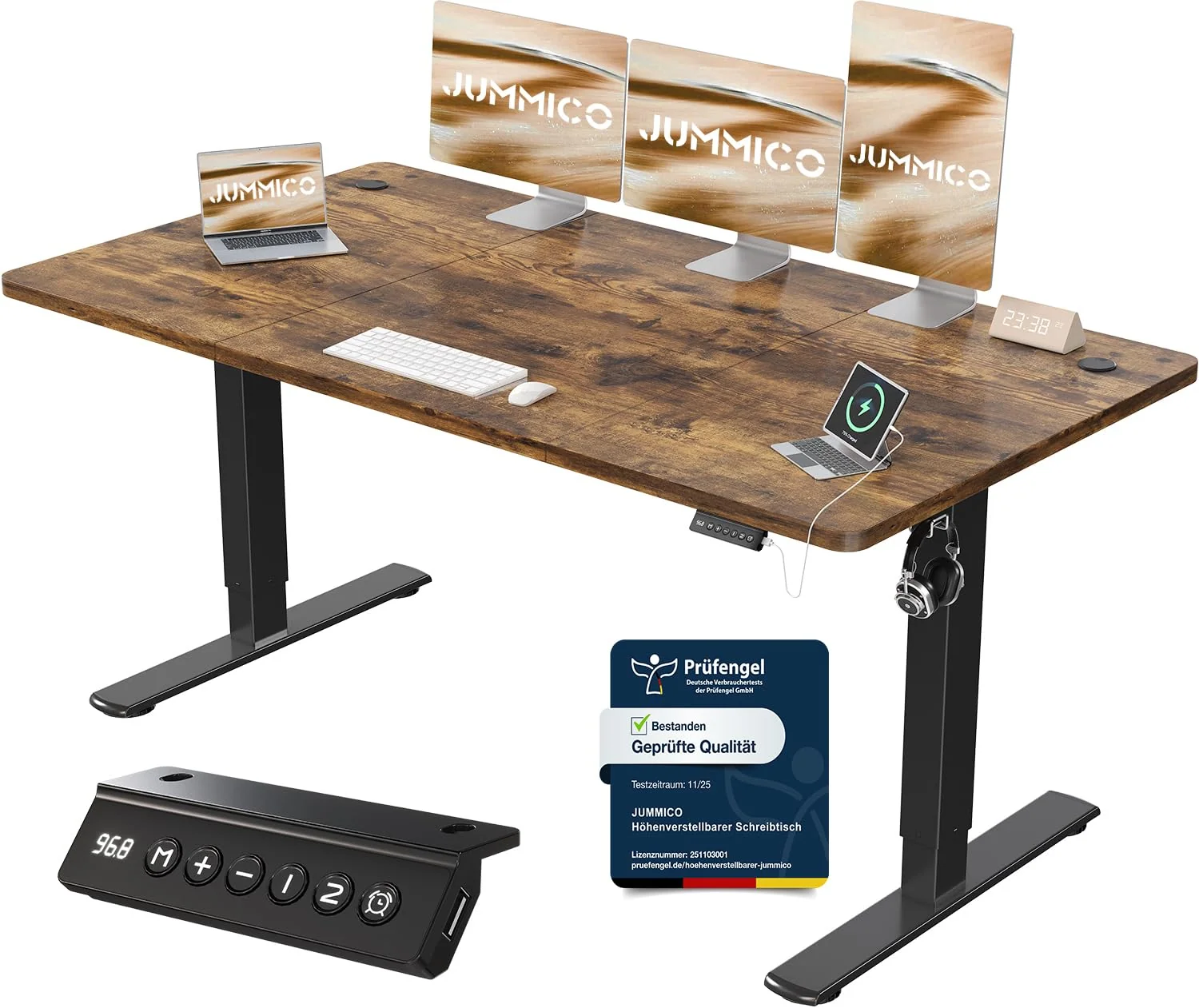 JUMMICO Elektrisch höhenverstellbarer Schreibtisch mit USB-Anschluss