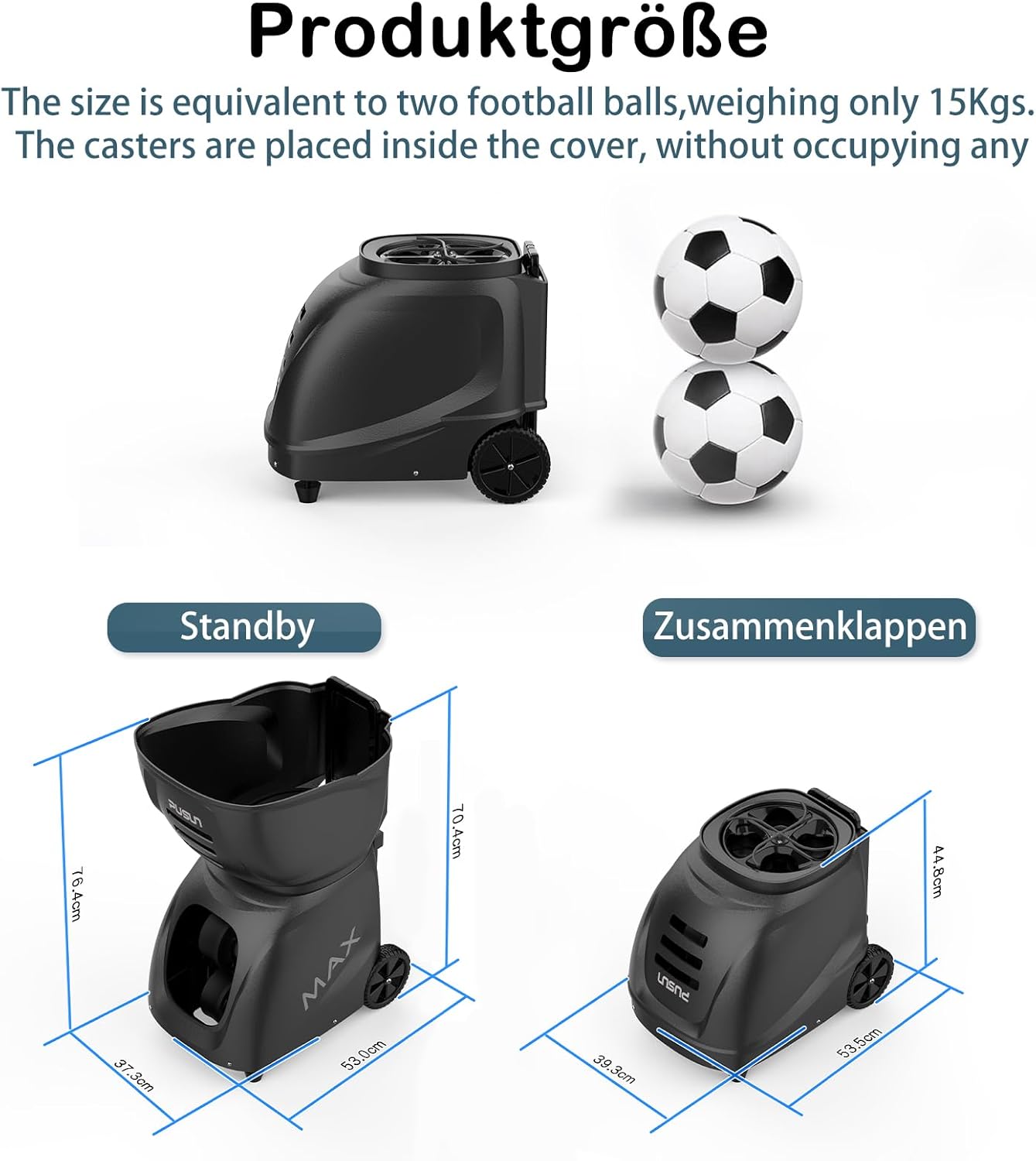 PT-MAX C Tennisballmaschine - Profi Ballwerfer mit APP-Steuerung (App für Watch), 28 Landepunkte & 26 Modi, Smart Trainer für alle Spielniveaus mit variablem System (5-7 Std.)