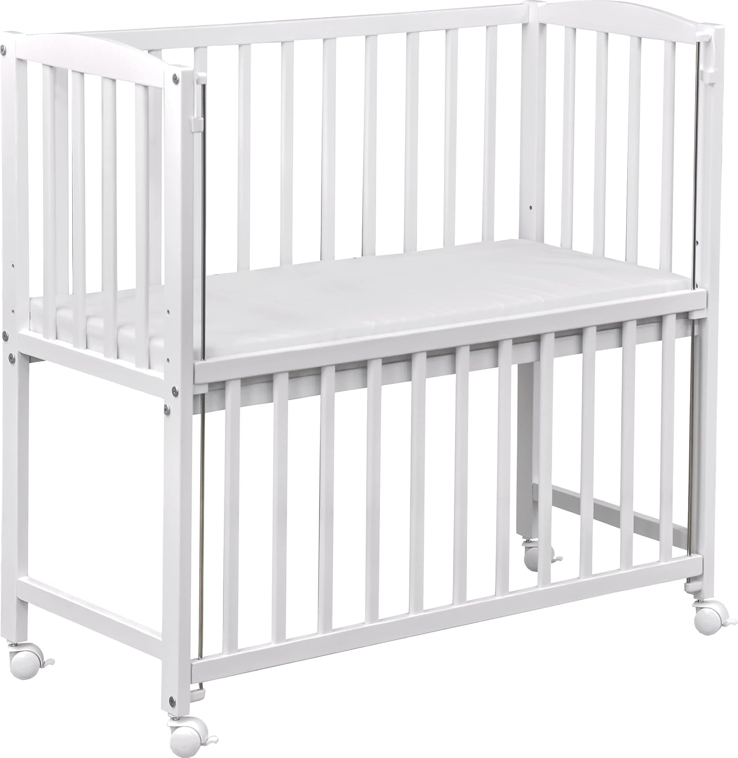 Baby Delux Beistellbett Babybett weiß 90x40 cm Stubenwagen höhenverstellbar mit Rädern und Matratze, 21983