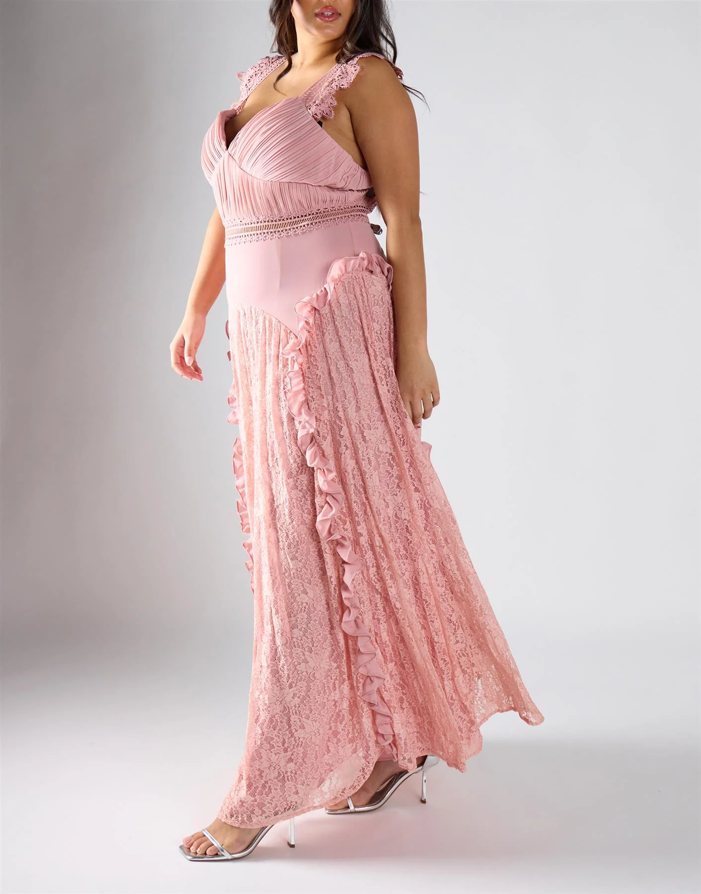 True Decadence  Curve Soft Nude A-Line Dress Maxi Dress