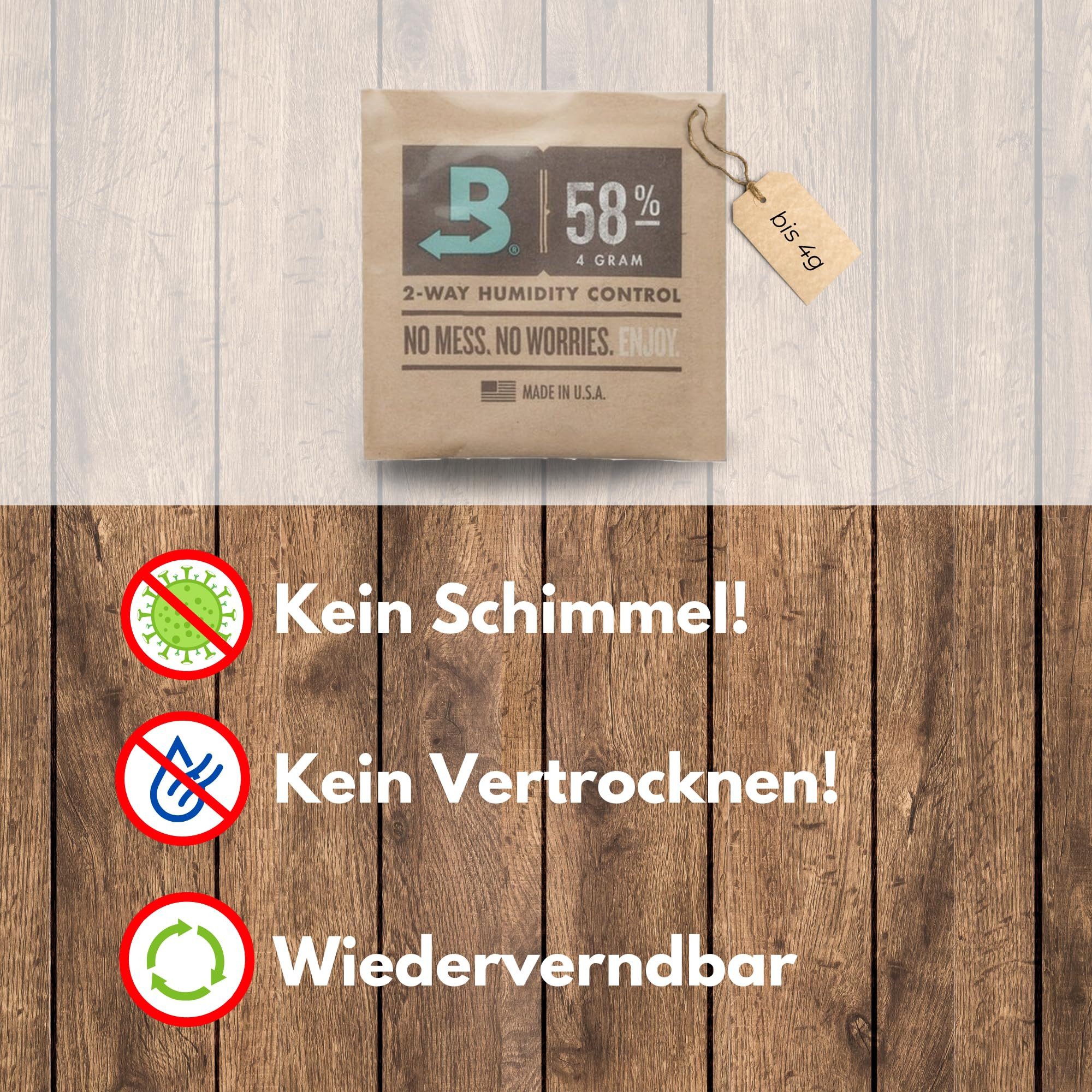 Luftentfeuchter-Nachfüllpack 2 Boveda Pack 58% Größe 4 Grow Aufbewahrung Regulator Luftfeuchtigkeit