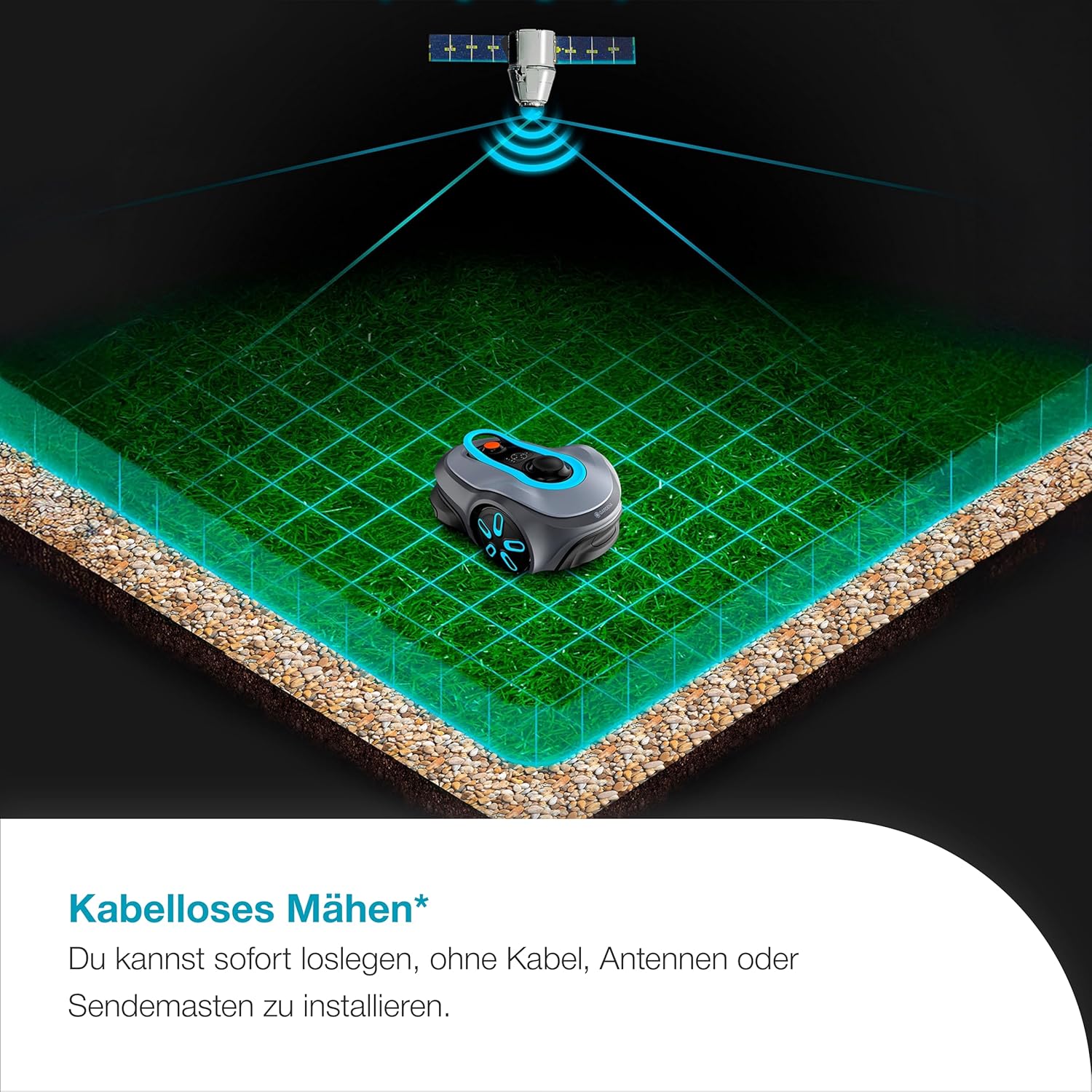 Gardena smart SILENO Free Set 750 m² Mähroboter, kabellos, für Rasenflächen bis 750 m², LONA Intelligence, ohne Begrenzungskabel, leiser Betrieb, intelligenter Mäher mit App Steuerung (19924-47)