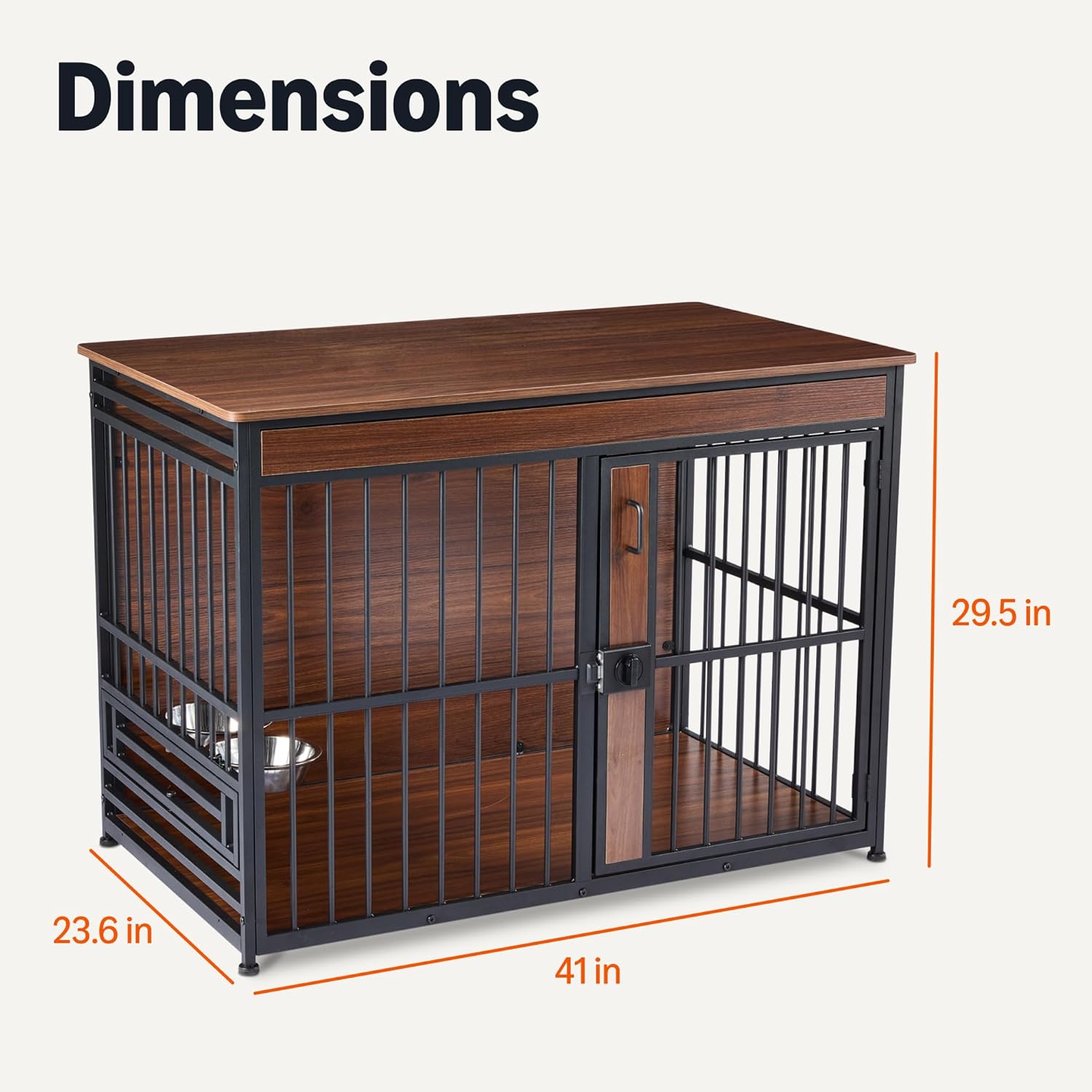 Amazon Basics Furniture Style Dog Crate, Two Bowls Included, 41