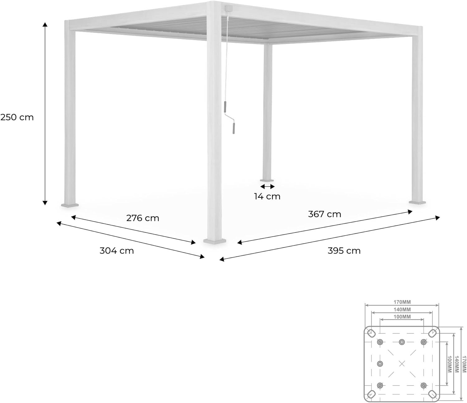 sweeek Pergola bioclimatica 3x4m in Alluminio a lamelle orientabili, Triomphe 3x4m, Marrone Scuro Naturale, 400x300x240 cm