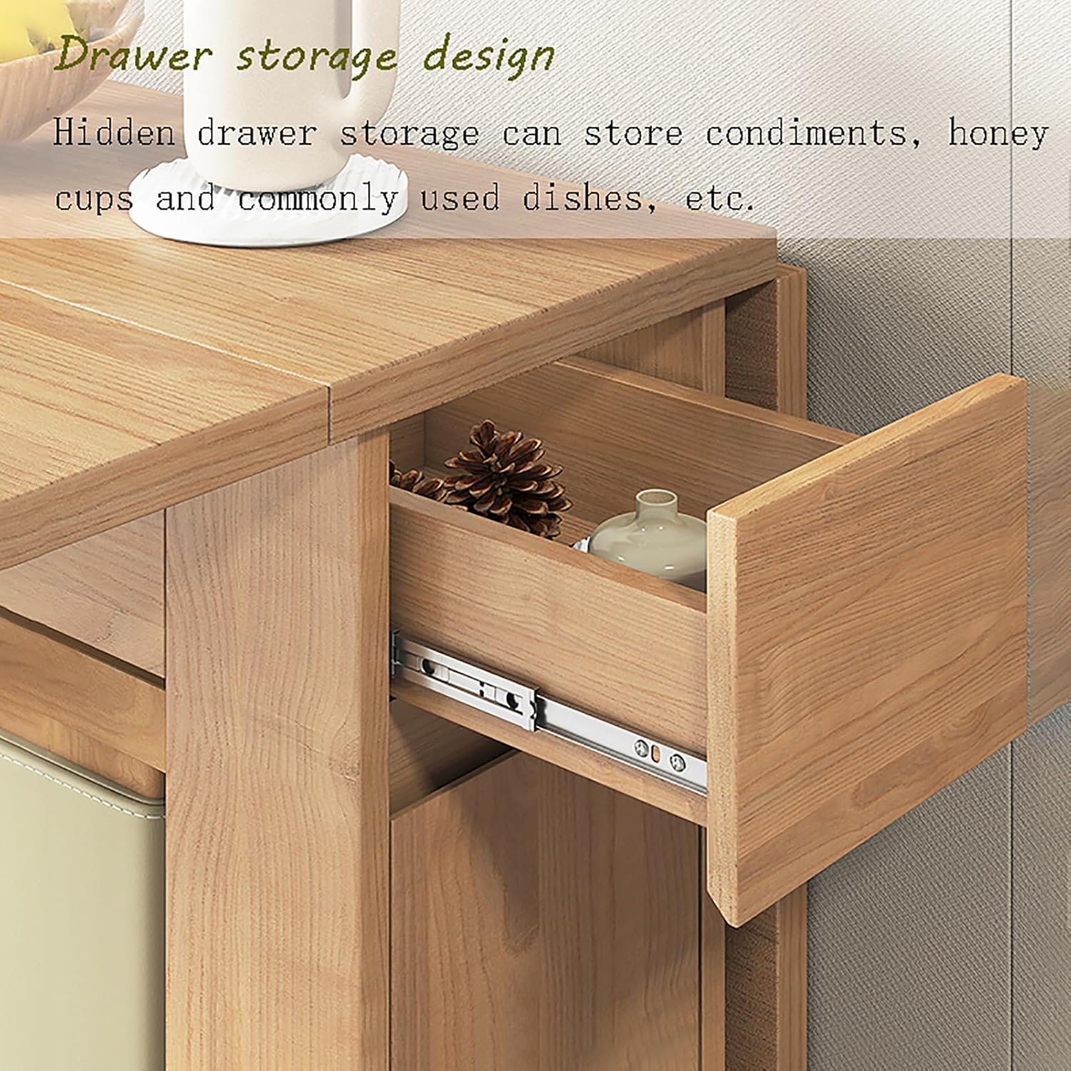 Tavolo da pranzo pieghevole in legno allungabile con 4 sedie, design a foglia di 140 cm, per cucina, sala da pranzo, soggiorno, ristorante, salvaspazio, elegante e versatile
