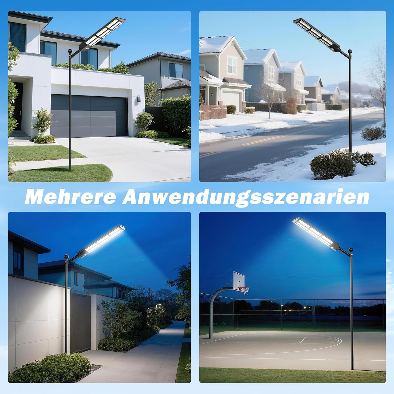 Große Solar Straßenlaterne 2 Pack für Außen, IP67 Wasserdichte Solarlampen mit Bewegungsmelder, 7000K Große Solarleuchten für Außen mit Fernbedienung, Solar Wegeleuchte für Parkplatz Straßen