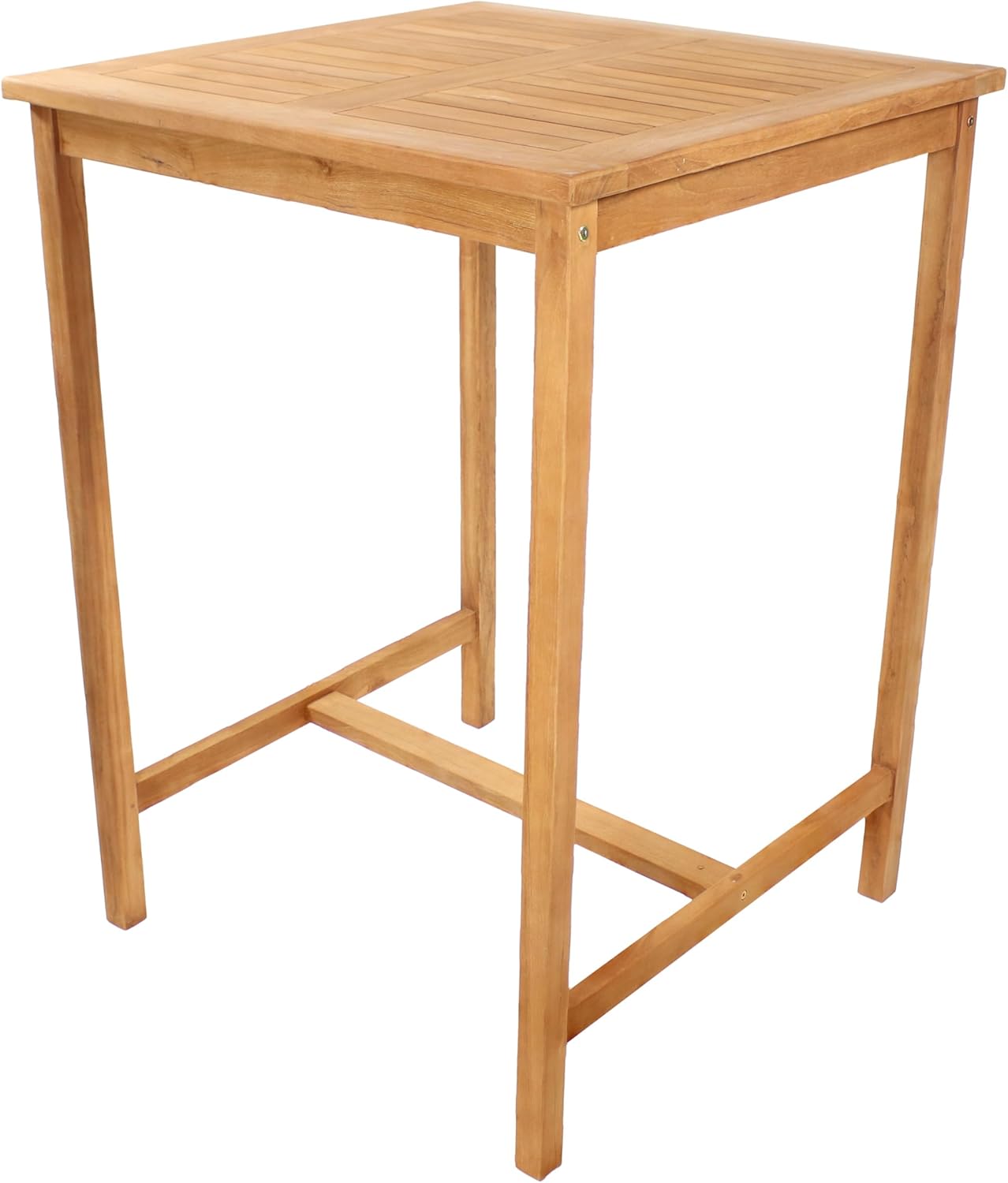 Sunnydaze 2-Person Solid Teak Wood Square Patio Bar Table - for Indoor or Outdoor Use - 31