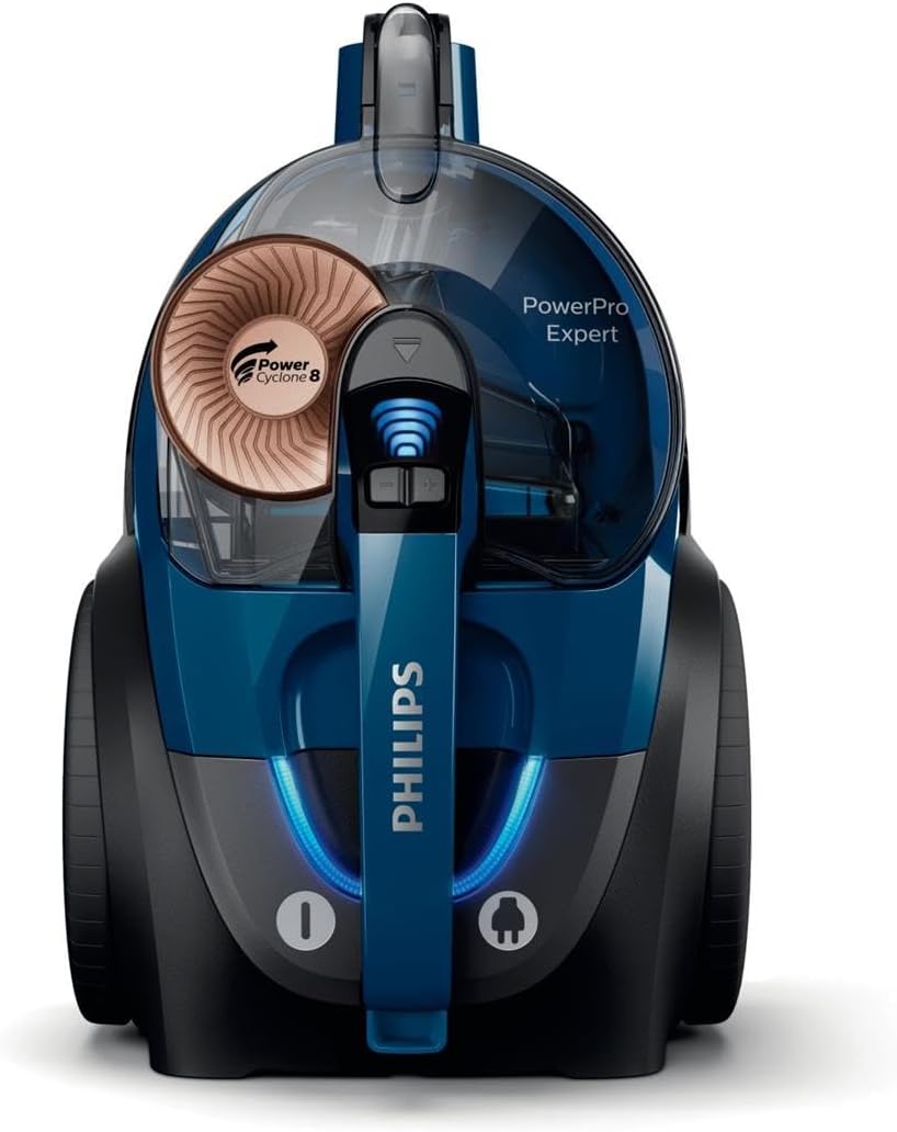 PowerPro Expert Aspirapolvere Senza Sacco, Motore Potente da 900W, Filtro HEPA Allergy Lock, TriActive+ per Pavimenti e Tappeti, Blu (FC9745/09)