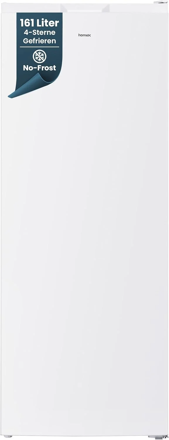 homeX Gefrierschrank NoFrost, 161L Nutzinhalt, 4-Sterne Gefrieren, leise 39 dB, Tiefkühlschrank groß, Freezer No Frost, Gefrierschränke freistehend