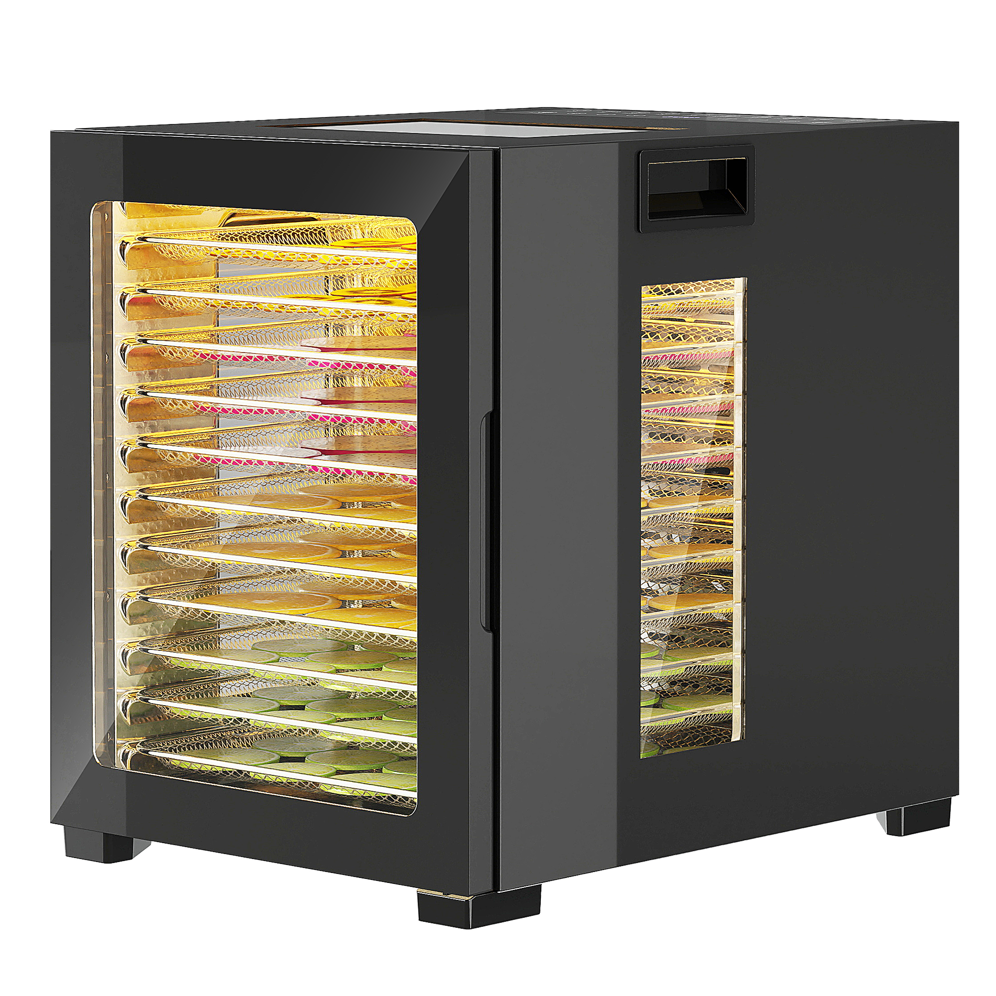 HOMCOM Dörrautomat Dörrgerät, 850 W, 40-70°C Temperaturregler, 48 Std. Timer, 12 Einlegefächer Edelstahl Schwarz