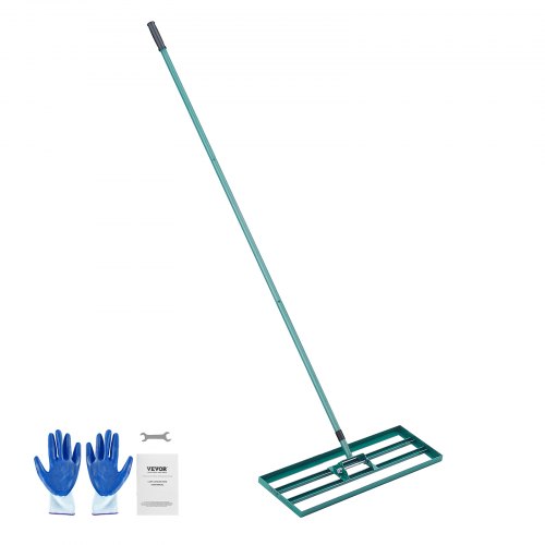 VEVOR Rasenrakel 760x254 mm Bodenplatte Levelawn-Werkzeug Aluminiumlegierung und Q235-Stahl Levelingrake 1981mm Stange Bodenplatte Golf Grass Levelawn zum Einebnen von Sand Erde Kompost und Moos