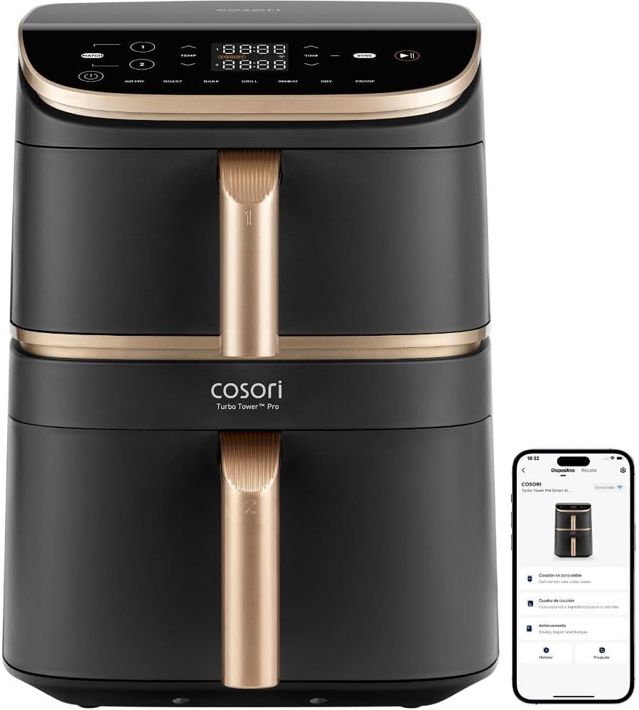 COSORI Turbo Tower Pro Smart Chef Edition Freidora de Aire 10.8L WiFi Negra