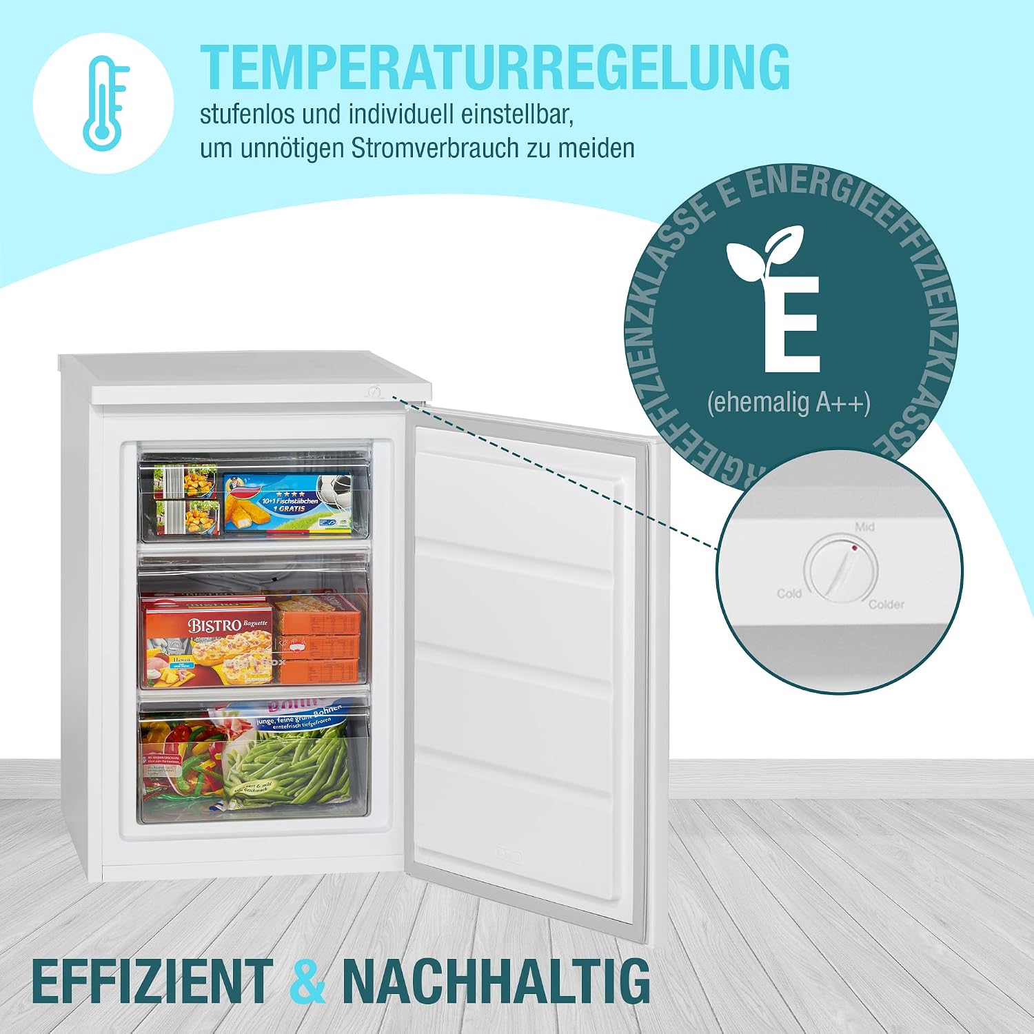 Bomann Congélateur 85L blanc GS2186-1-blanc, Congélateur autonome d'une capacité nette de 85 litres, pose libre, Éclairage intérieur à LED, Température réglable, silencieux, economique