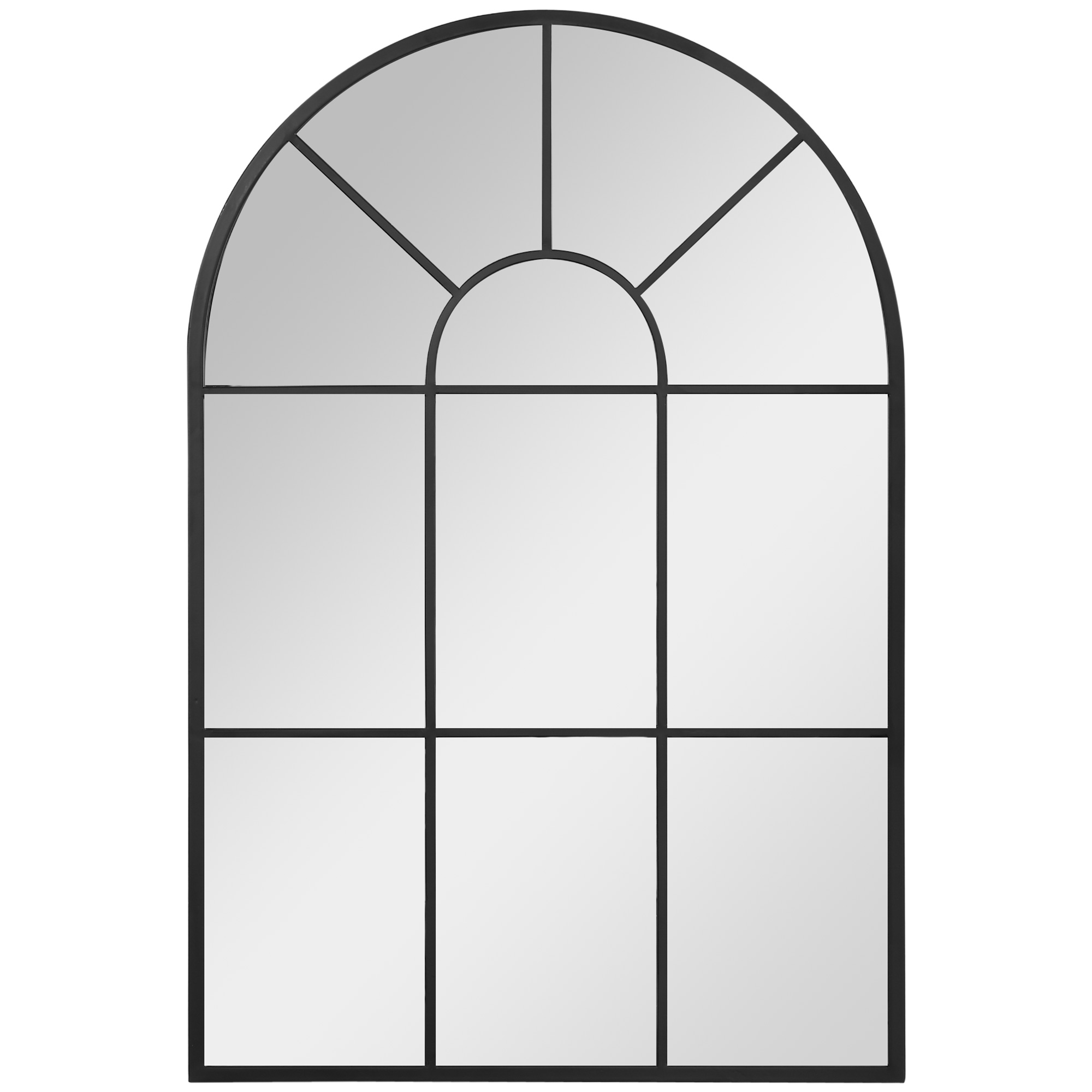 HOMCOM Fensterspiegel mit Metallrahmen, 91 cm x 2 cm x 60 cm Schwarz