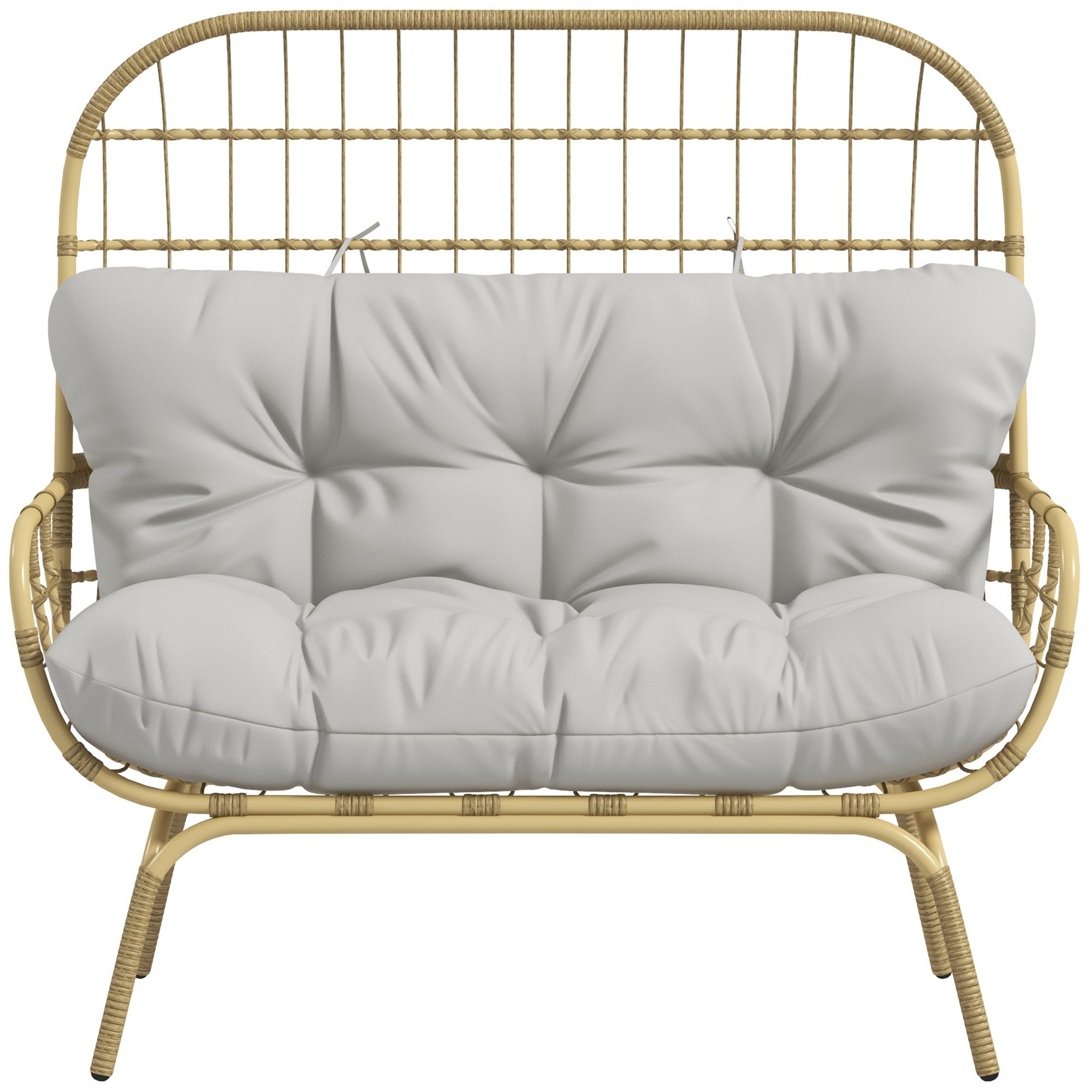Outsunny Rattansessel Outdoorsessel, wetterbeständig, 126 cm x 72 cm x 126 cm, Natur + Grau