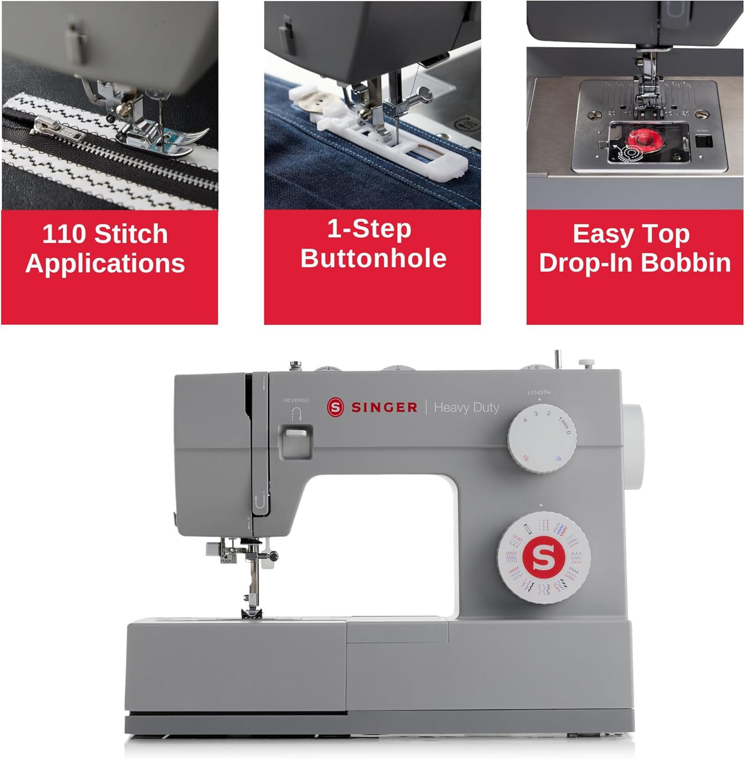 4452 Heavy Duty Sewing Machine, 110 Stitches, LED Light