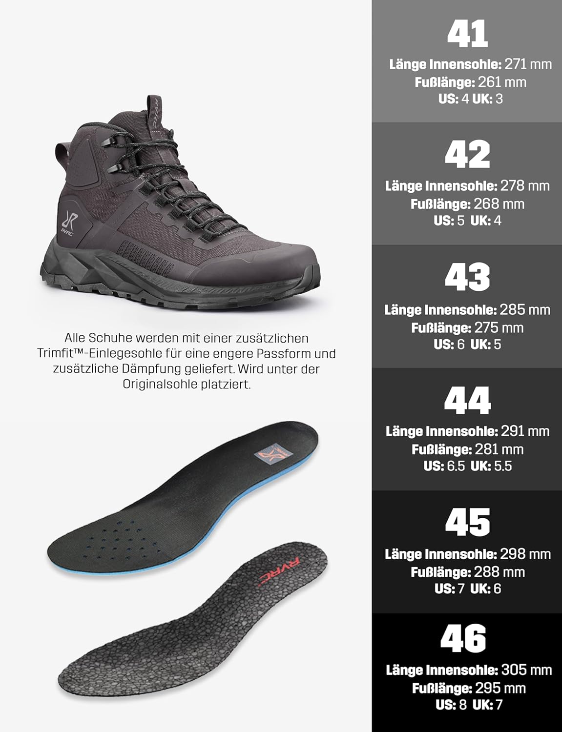 RevolutionRace Herren Phantom Trail Mid Waterproof Hiking Boots, Wasserdicht Wanderschuhe Herren für alle Outdoor-Aktivitäten