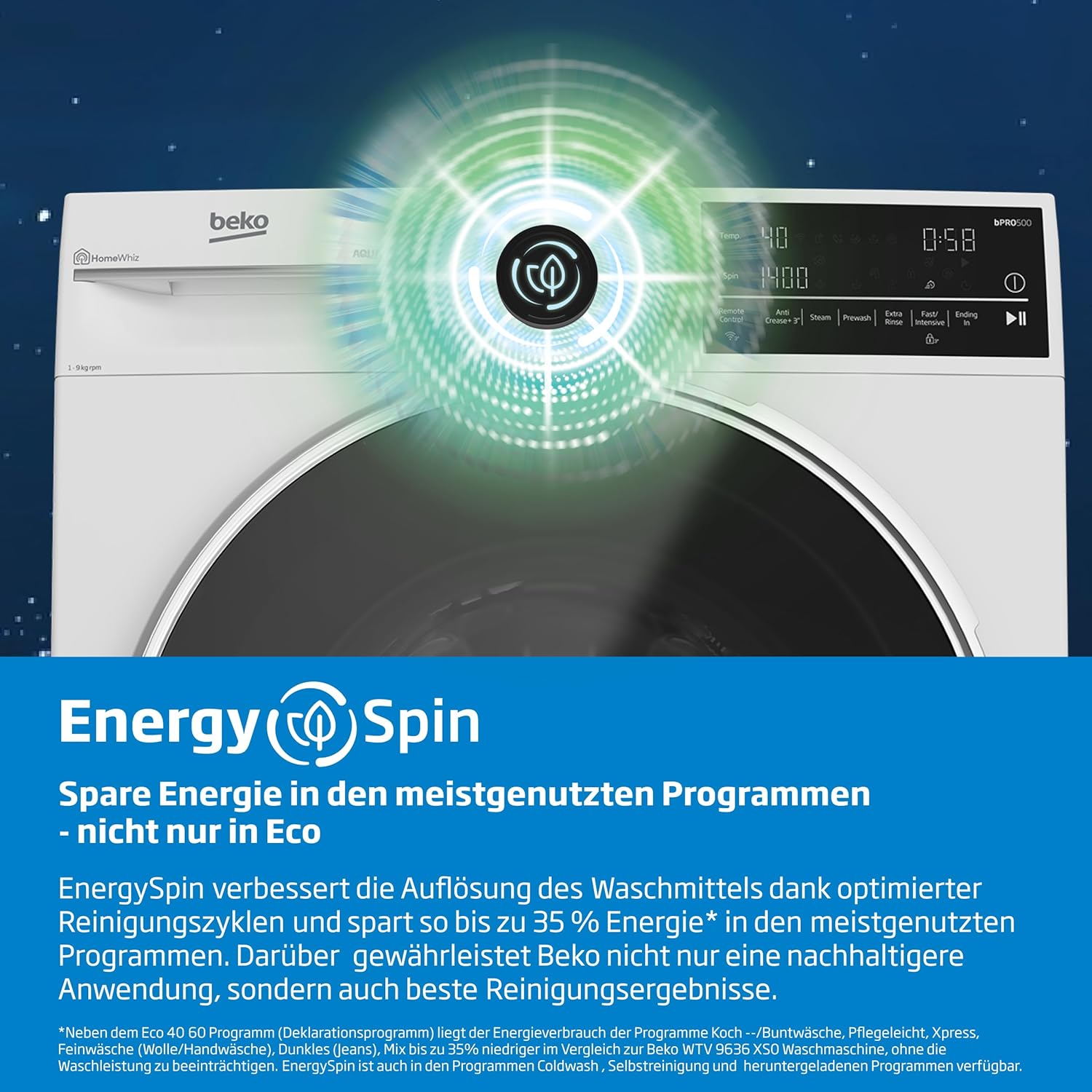 Beko WMC81464ST1 Waschmaschine, Bluetooth, 8 kg, ProSmart Inverter Motor, Dampffunktion, Pet Hair Removal, Watersafe+, Weiß