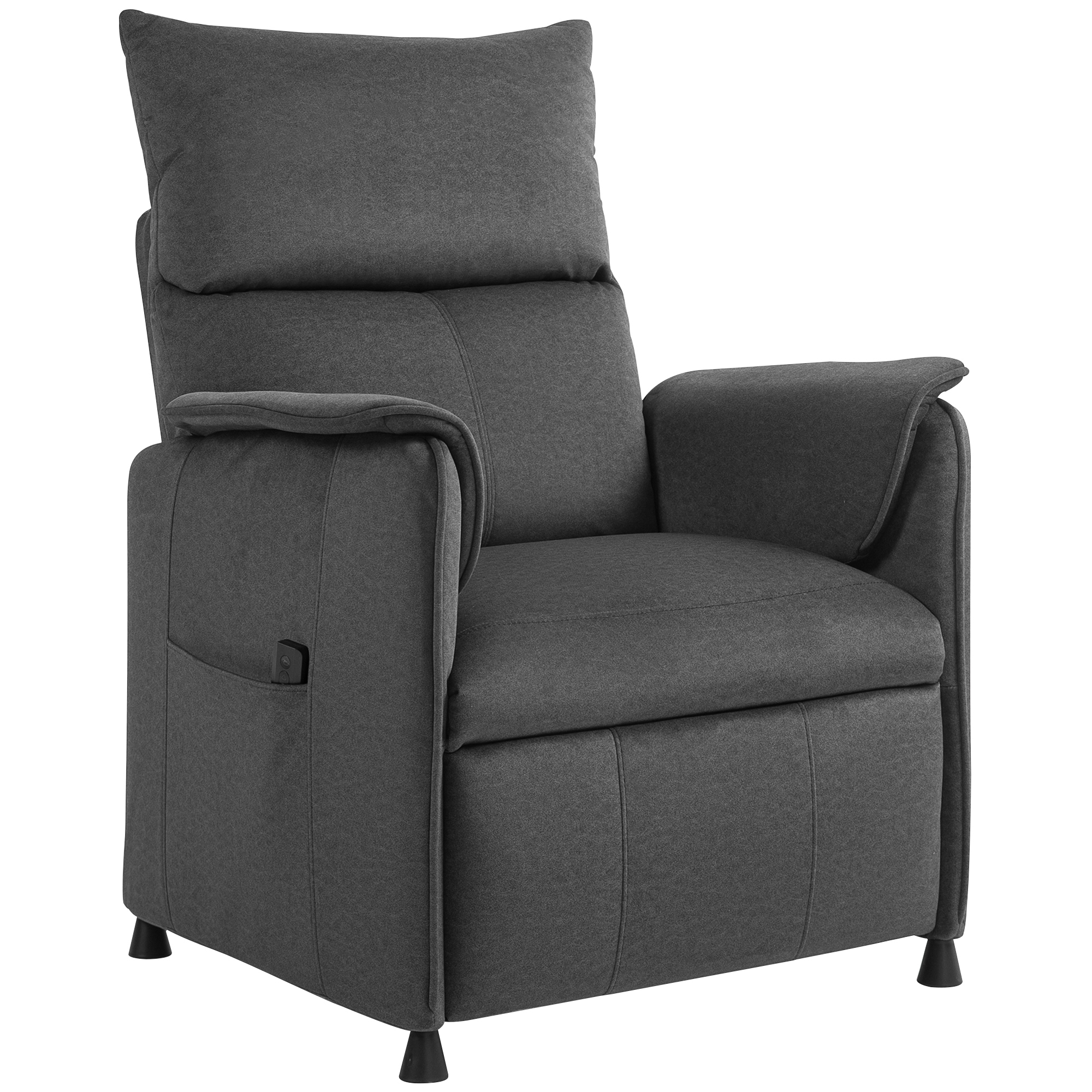HOMCOM Elektrischer Relaxsessel mit Fernbedienung und Fußstütze, aus Samtstoff, 80x83x104 cm, Schwarz