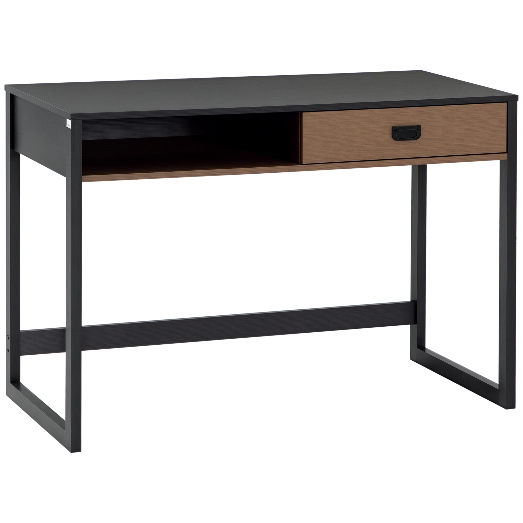 HOMCOM Schreibtisch im Industrie-Design, 1 Schublade, 1 Fach, 110 cm x 50 cm x 76 cm. Braun + Schwarz
