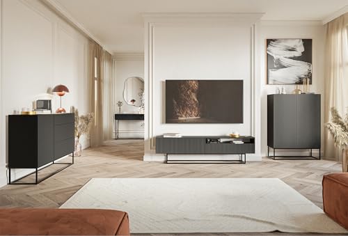 Selsey Cassettiera Armadio 140 cm con 3 cassetti e 1 anta nera gambe nere Veldio : Amazon.it: Casa e cucina