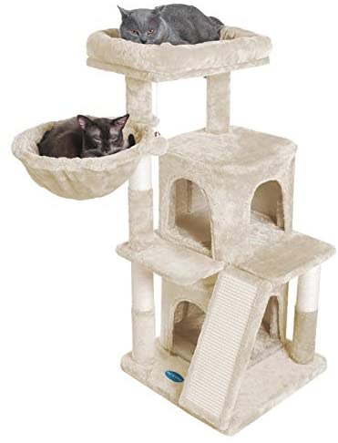 Hey brother 41.34 inches Cat Tree with Scratching Board, 2 Luxury Condos, Cat Tower