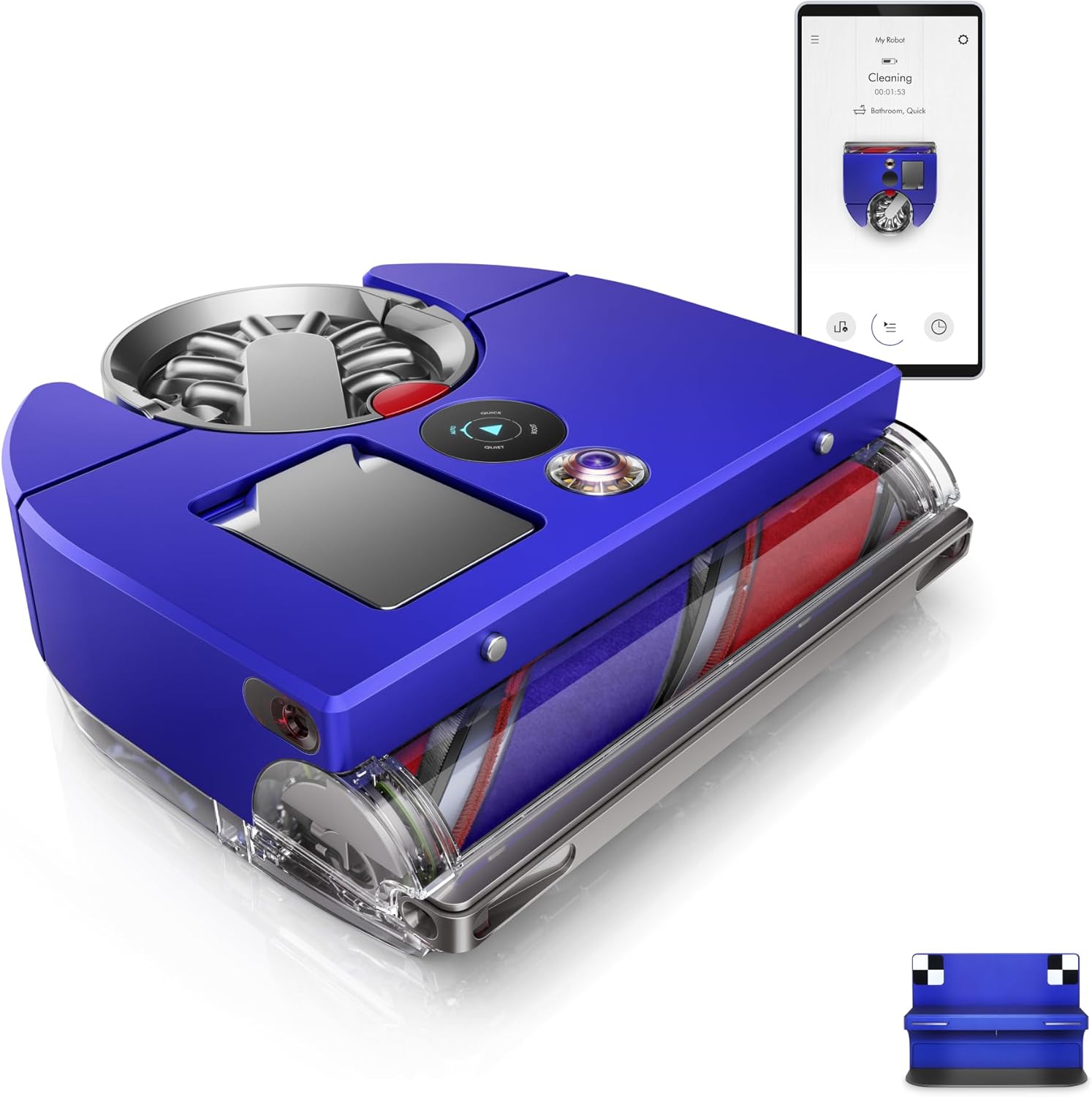 360 Vis Nav™ robot aspirapolvere, spazzola a larghezza completa, progettato per tutti i tipi di pavimento (Blu/Nichel)